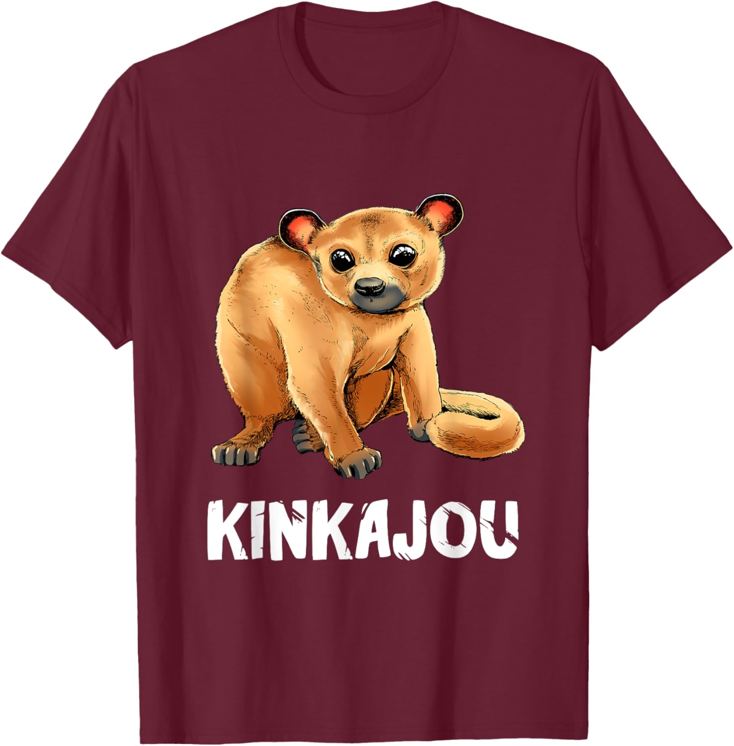 Kinkajou Honey Bear Night Walker Prehensile Animal T-Shirt - T-Shirt | Maroon