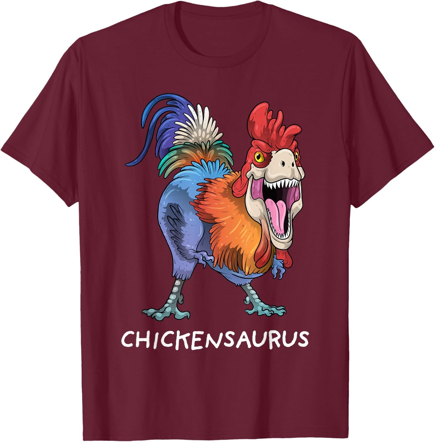 Dinosaur Chicken Shirt Chickensaurus Rex Funny Dino Rooster T-Shirt - T-Shirt | Maroon