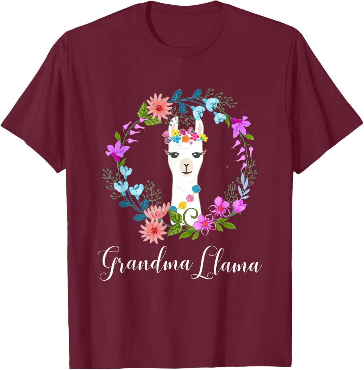 Cute Grandma Llama for Alpaca fans T-Shirt - T-Shirt | Maroon