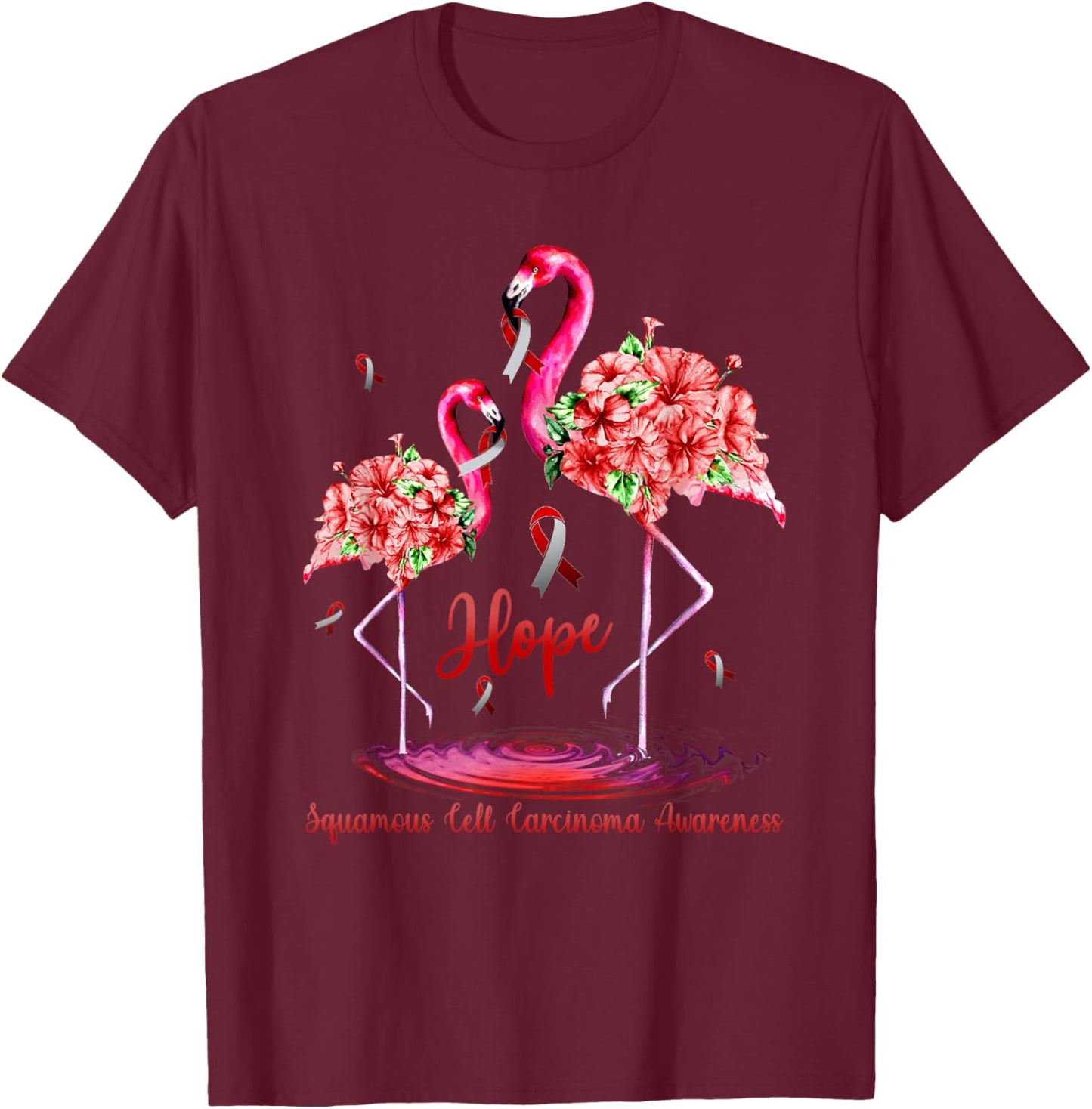 Flamingo Squamous Cell Carcinoma Awareness T-Shirt - T-Shirt | Maroon