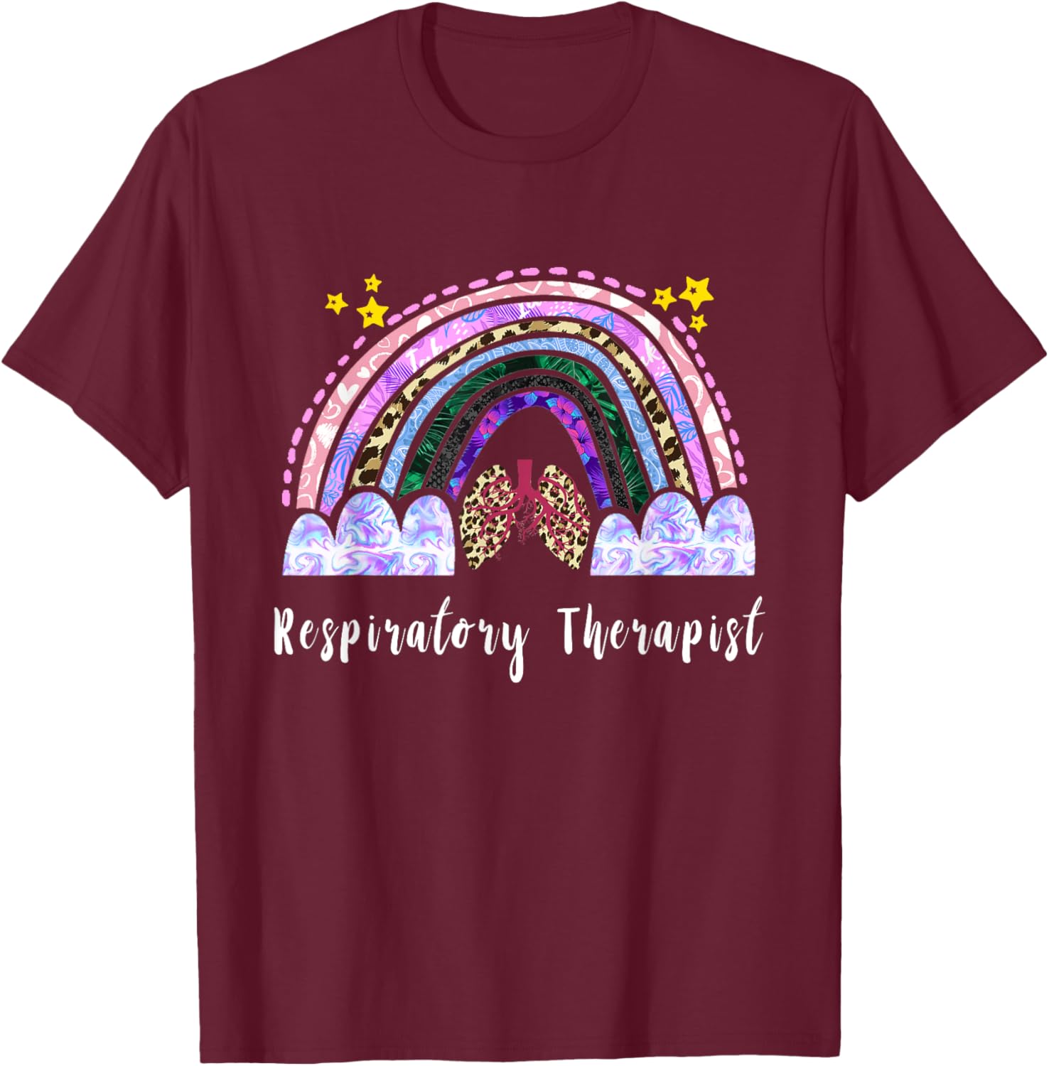 Respiratory Therapist Lung Rainbow Lung Respiratory Therapy T-Shirt - T-Shirt | Maroon