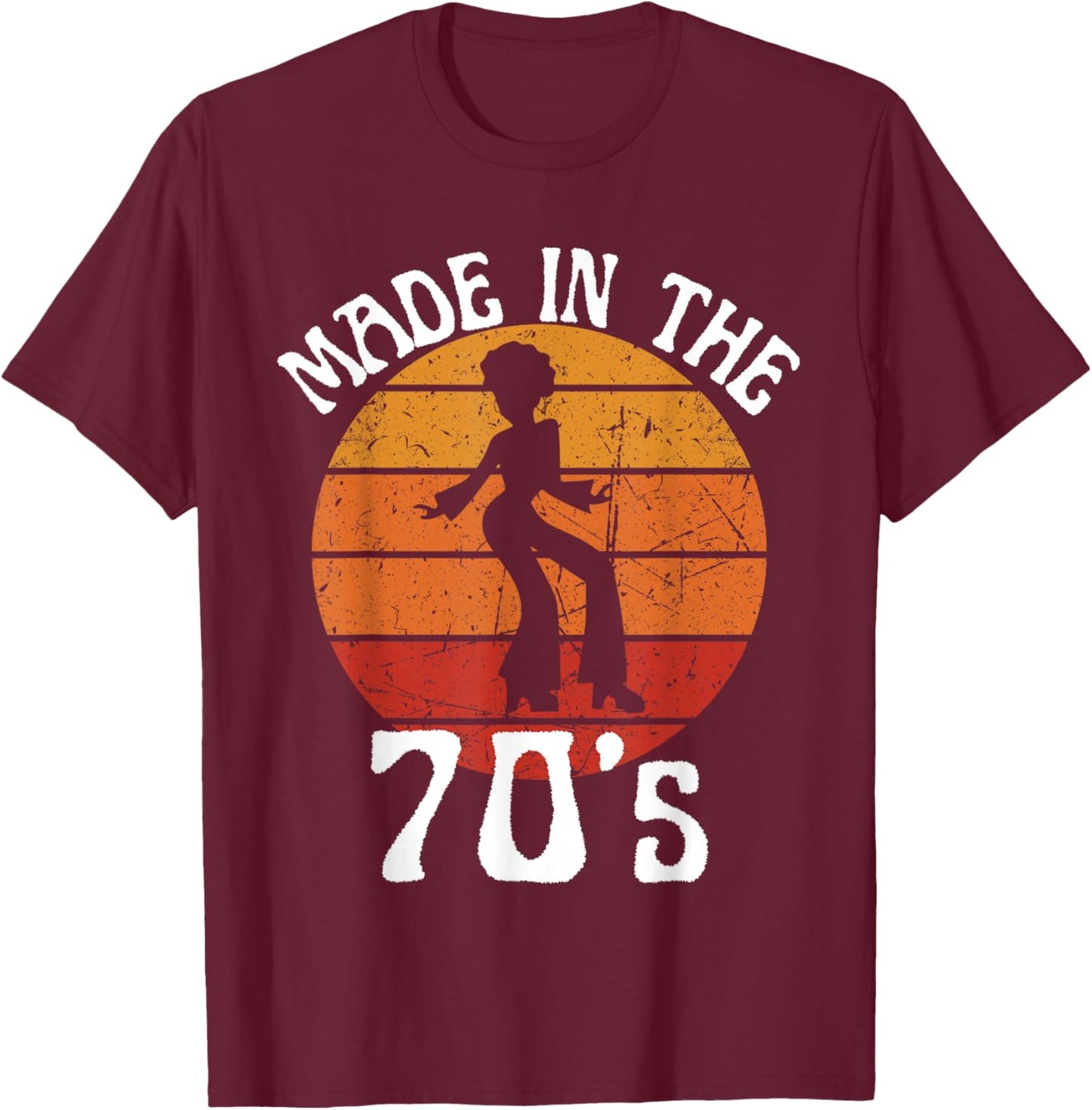 Made in 70s Black Afro African American Dancer Sunset T-Shirt - T-Shirt | Maroon