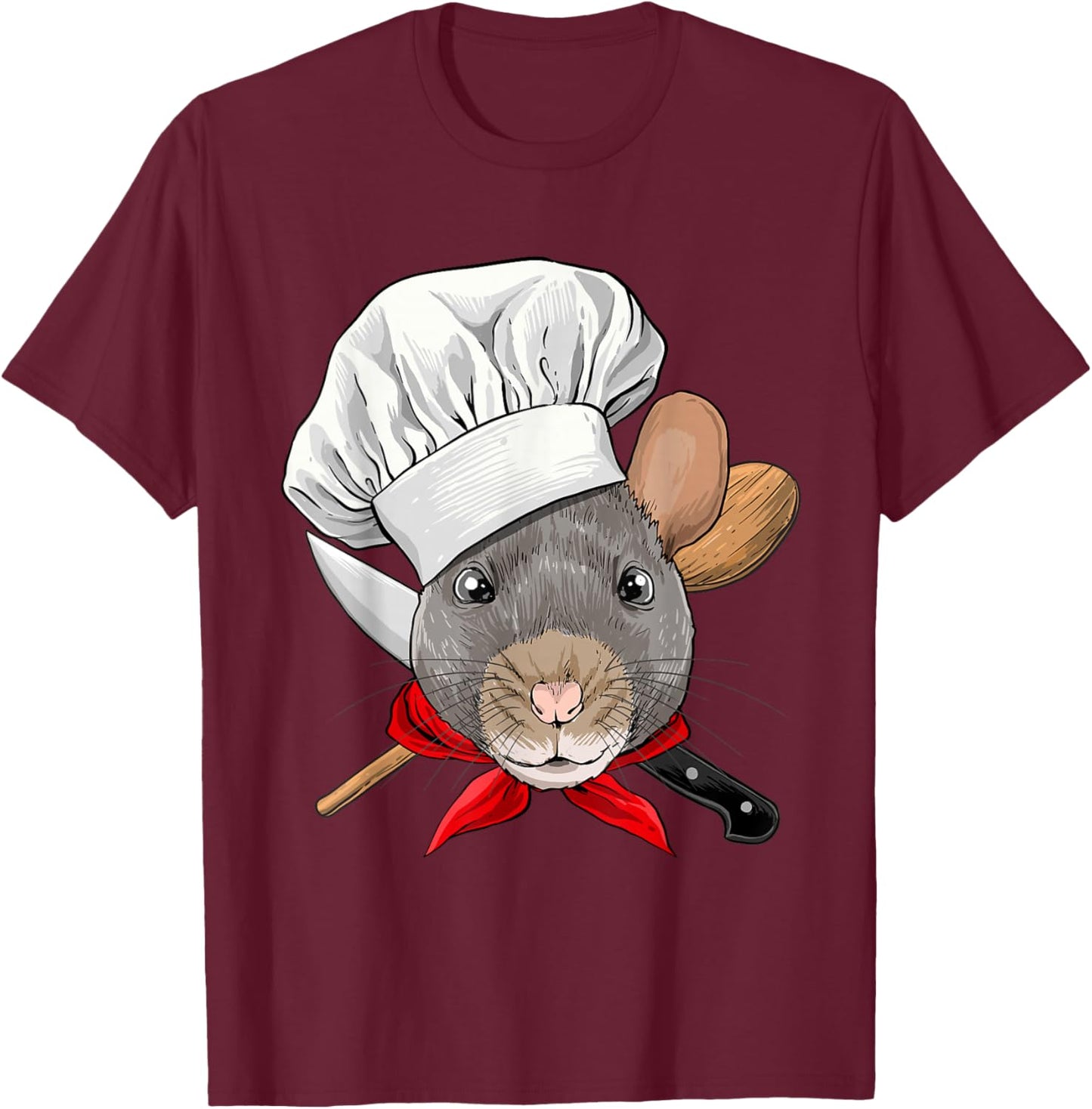 Rat Chef Mouse Rat Rodent, Cooking Lover T-Shirt - T-Shirt | Maroon