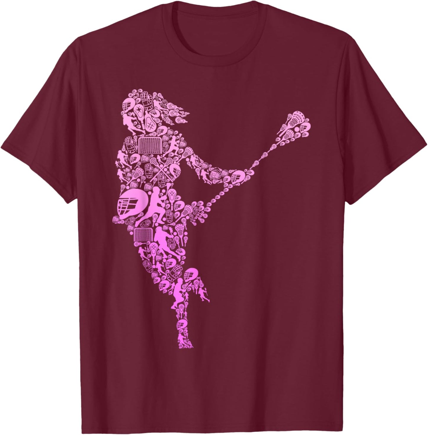 Lacrosse Player Youth Women Girls Kids T-Shirt - T-Shirt | Maroon