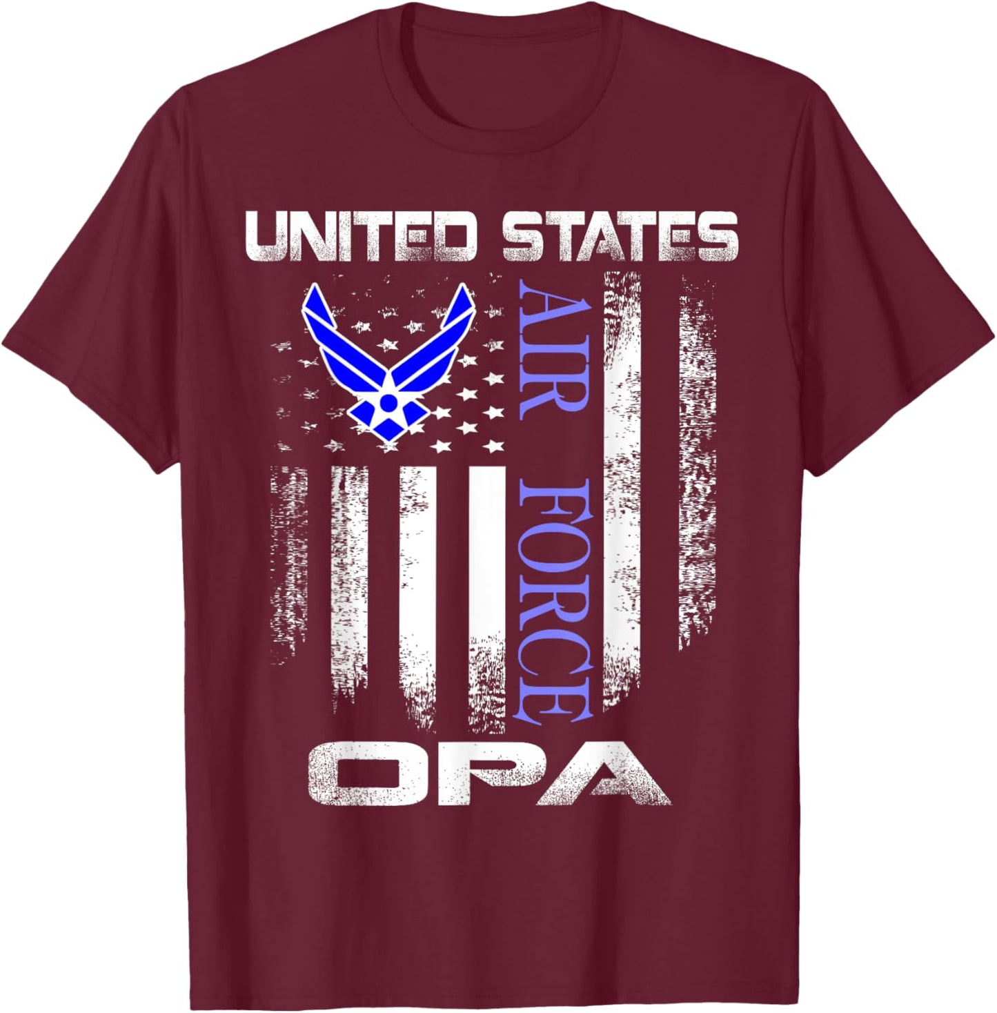 Vintage United States Air Force Opa With American Flag T-Shirt - T-Shirt | Maroon