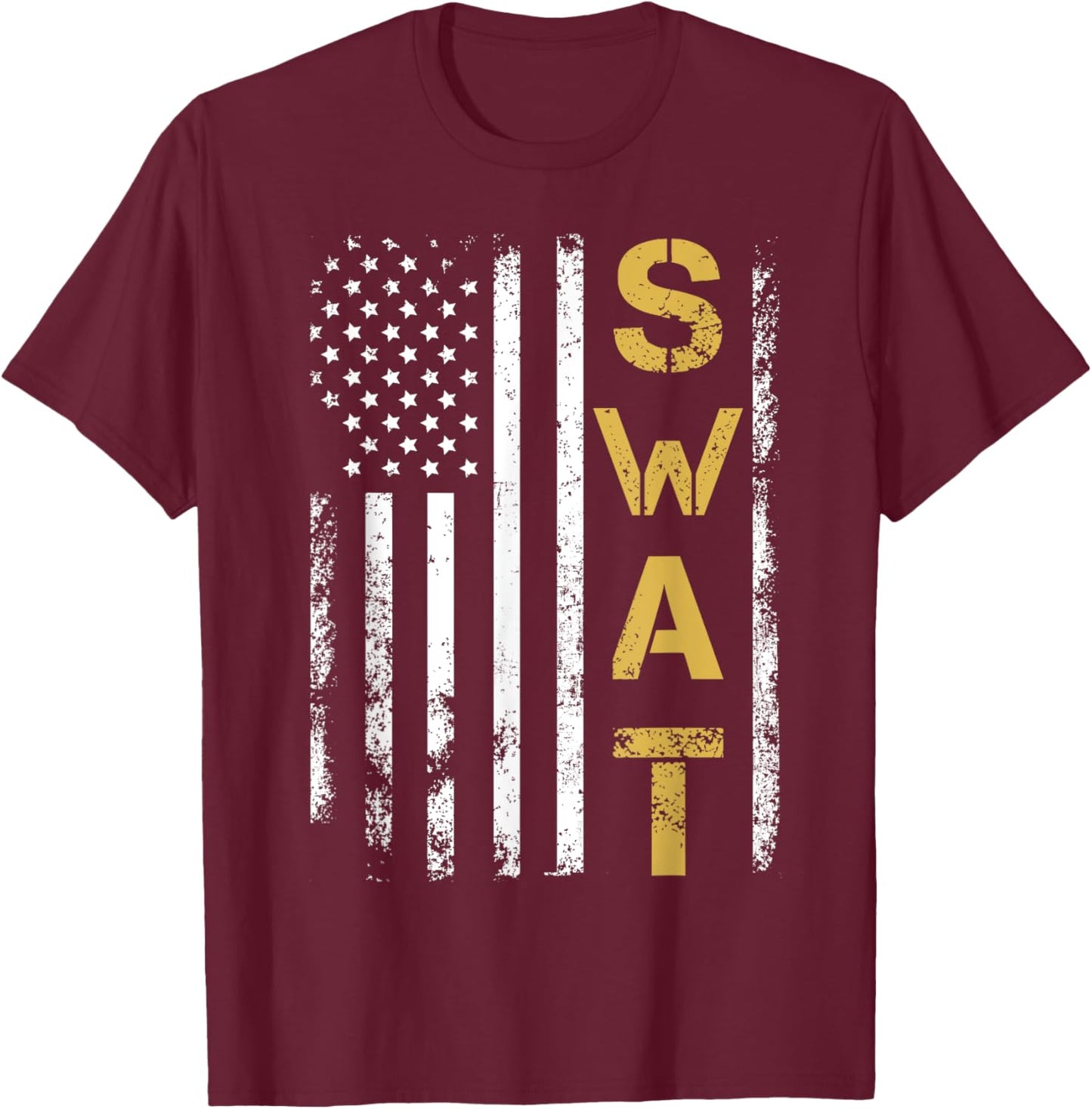 Retired SWAT American Flag Police Officer Thin Blue Line Women Men T-Shirt - T-Shirt | Maroon