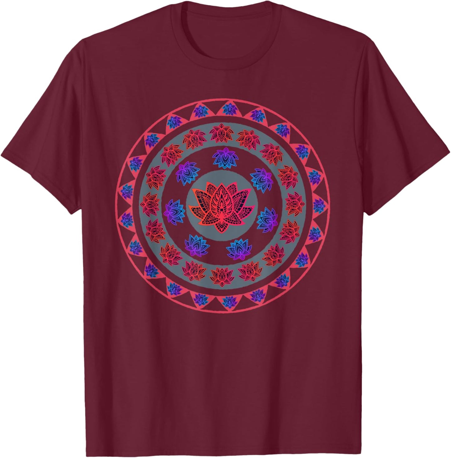 Lotus Flower Sacred Flower Mandala Lotus Design Lotus Flower T-Shirt - T-Shirt | Maroon