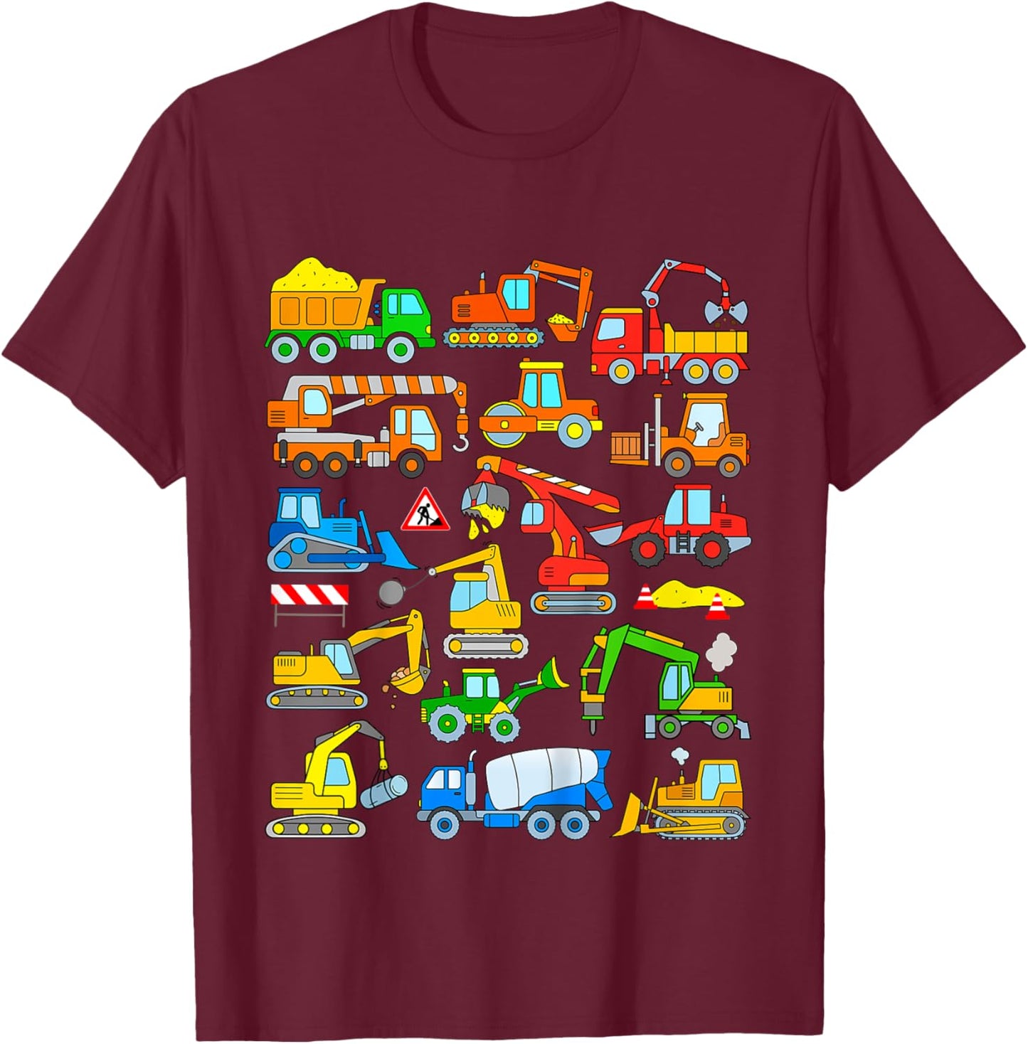 Kids Diggers Excavators Toddler Boys T-Shirt - T-Shirt | Maroon