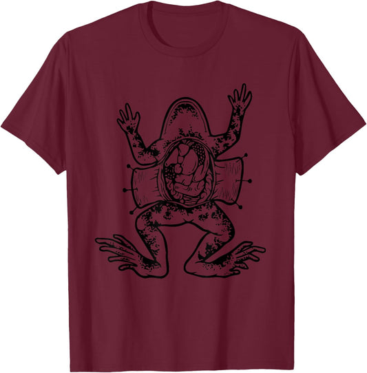 Cute Dissection Frog Shirt Amphibian Herpetologist T-Shirt - T-Shirt | Maroon