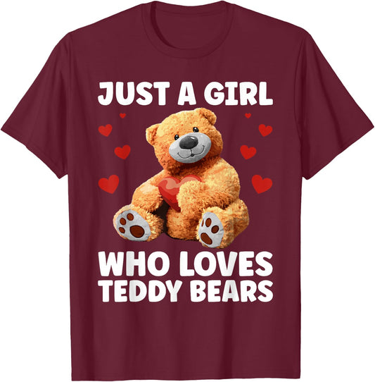 Teddy Bear Art Teen Girls Kids Teddy Bear Lovers T-Shirt - T-Shirt | Maroon
