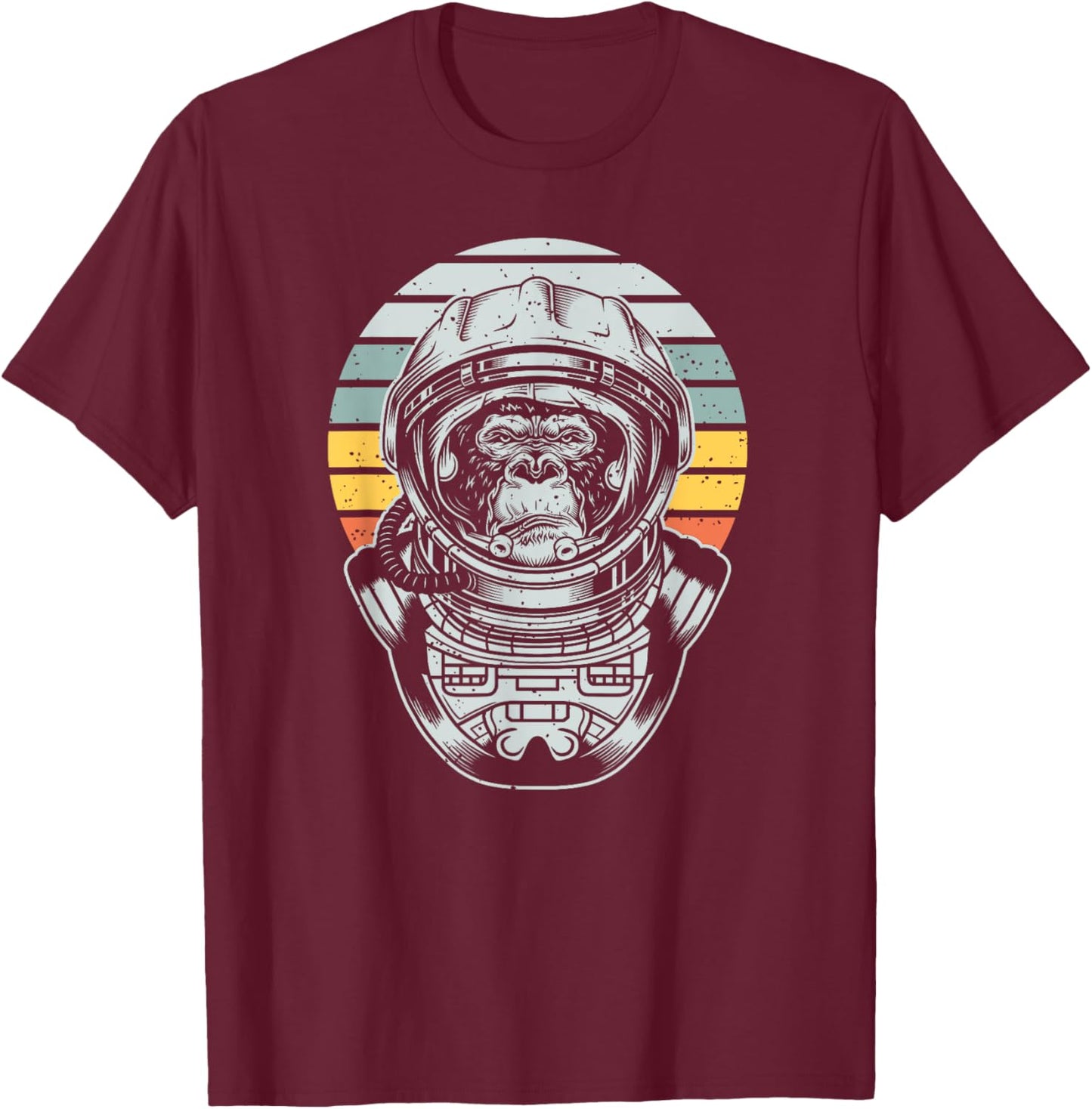 Retro Astronaut Space Monkey T-Shirt - T-Shirt | Maroon