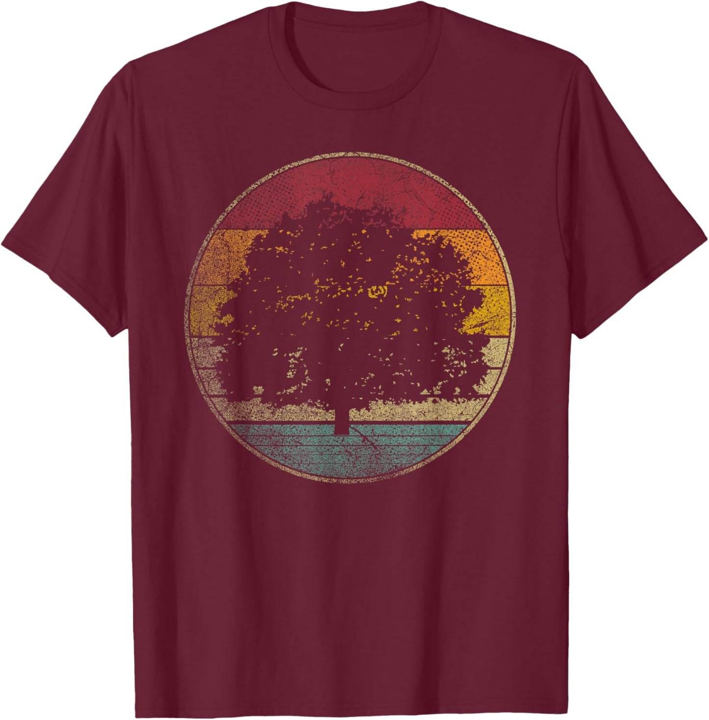Tree Nature Earth Day Gift Shirt Retro Style Vintage 70s 80s T-Shirt - T-Shirt | Maroon