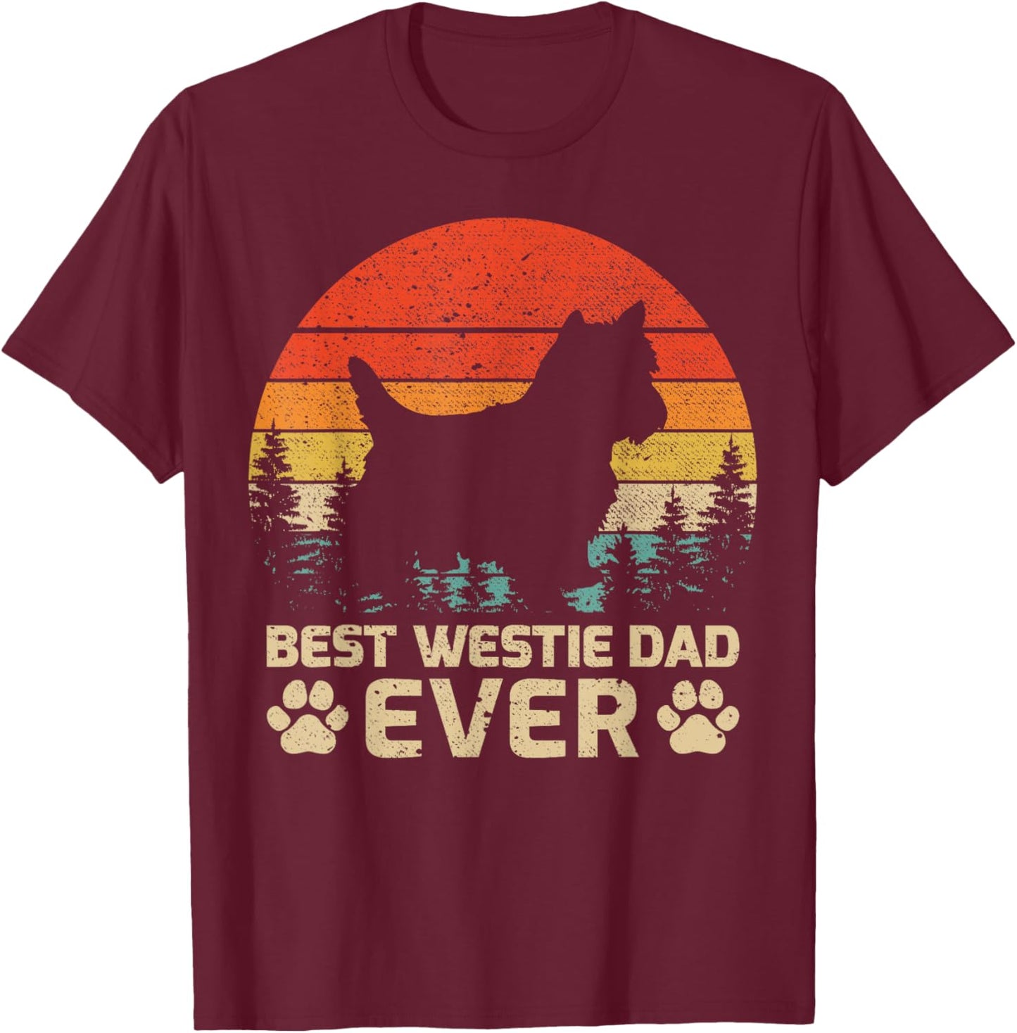 Retro Vintage Best Westie Dad Ever Father's Day T-Shirt - T-Shirt | Maroon