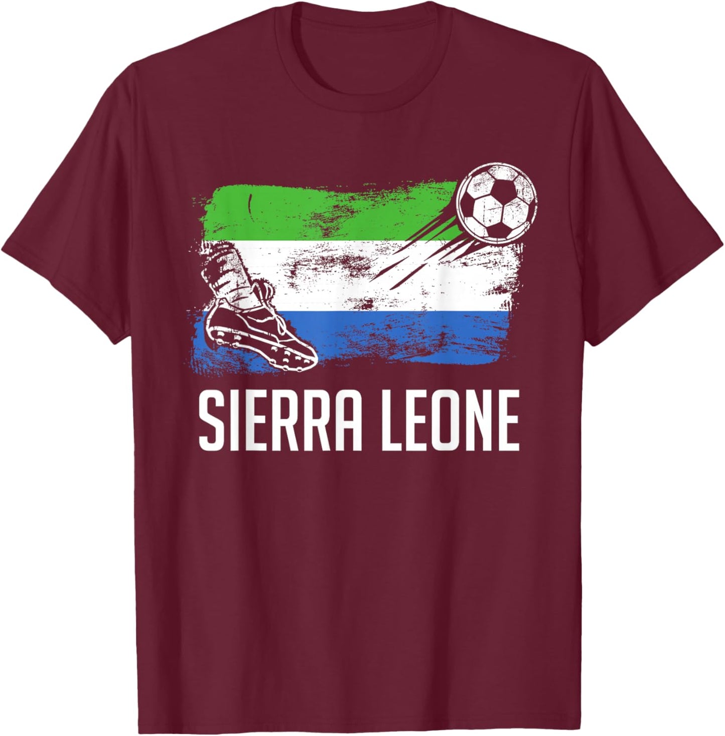 Sierra Leone Flag Jersey Sierra Leonian Soccer Team T-Shirt - T-Shirt | Maroon