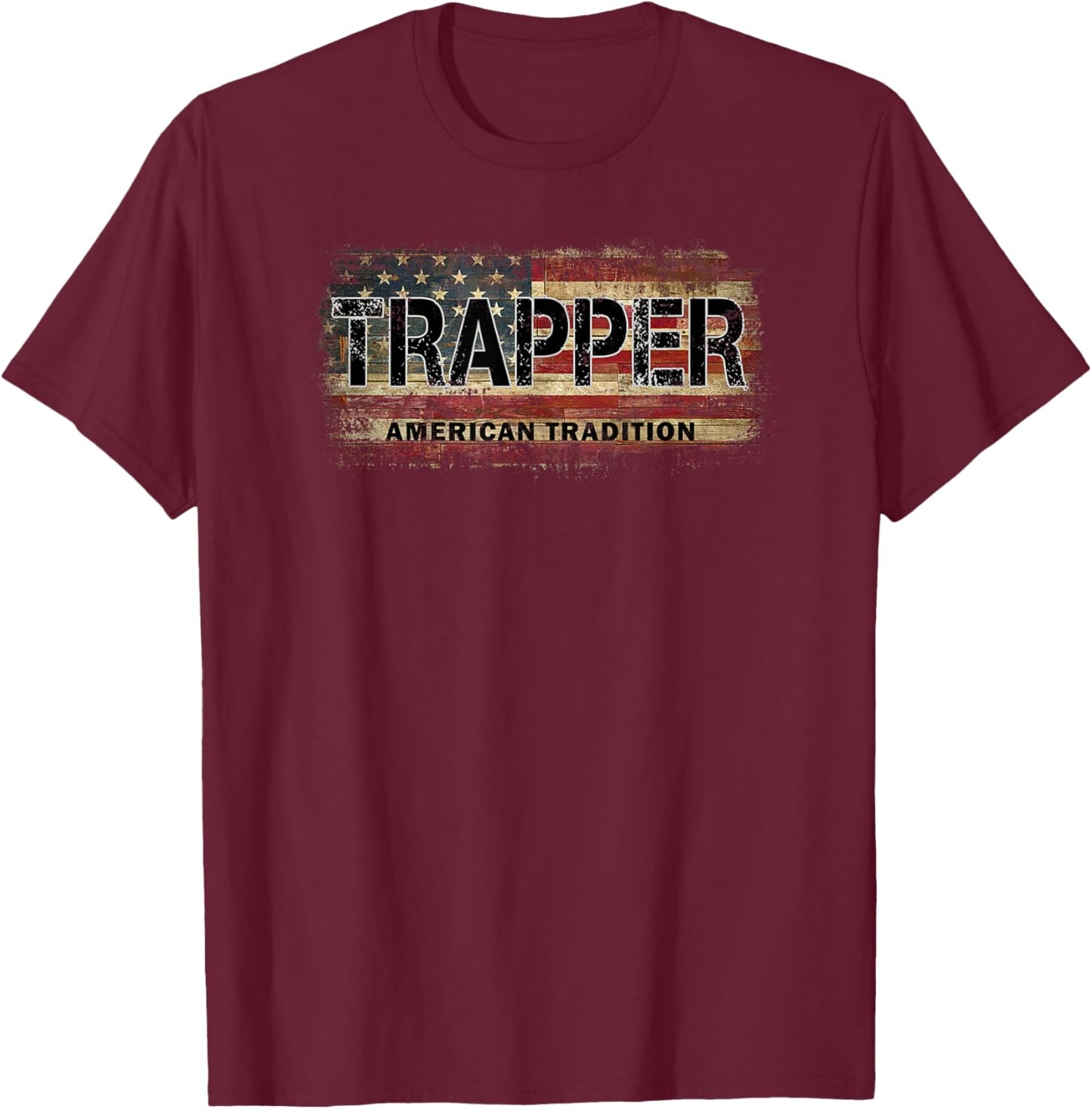 Vintage USA Flag Trapper Women Kids Men T-Shirt - T-Shirt | Maroon
