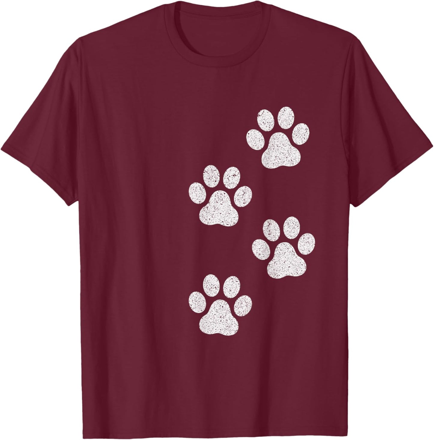 Paw Print Dog Cat Pet Lover T-Shirt - T-Shirt | Maroon