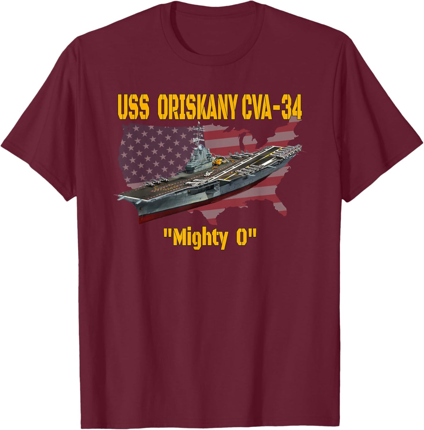 Aircraft Carrier USS Oriskany CVA-34 Veteran Day Father Day T-Shirt - T-Shirt | Maroon