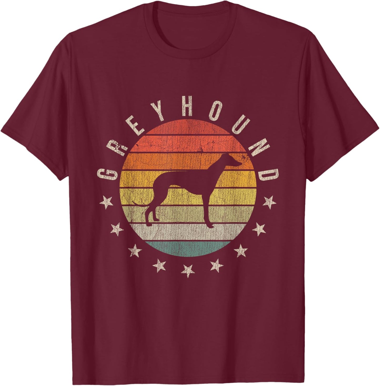 Greyhound Paw Vintage Retro Dad Mom Women Pet T-Shirt - T-Shirt | Maroon
