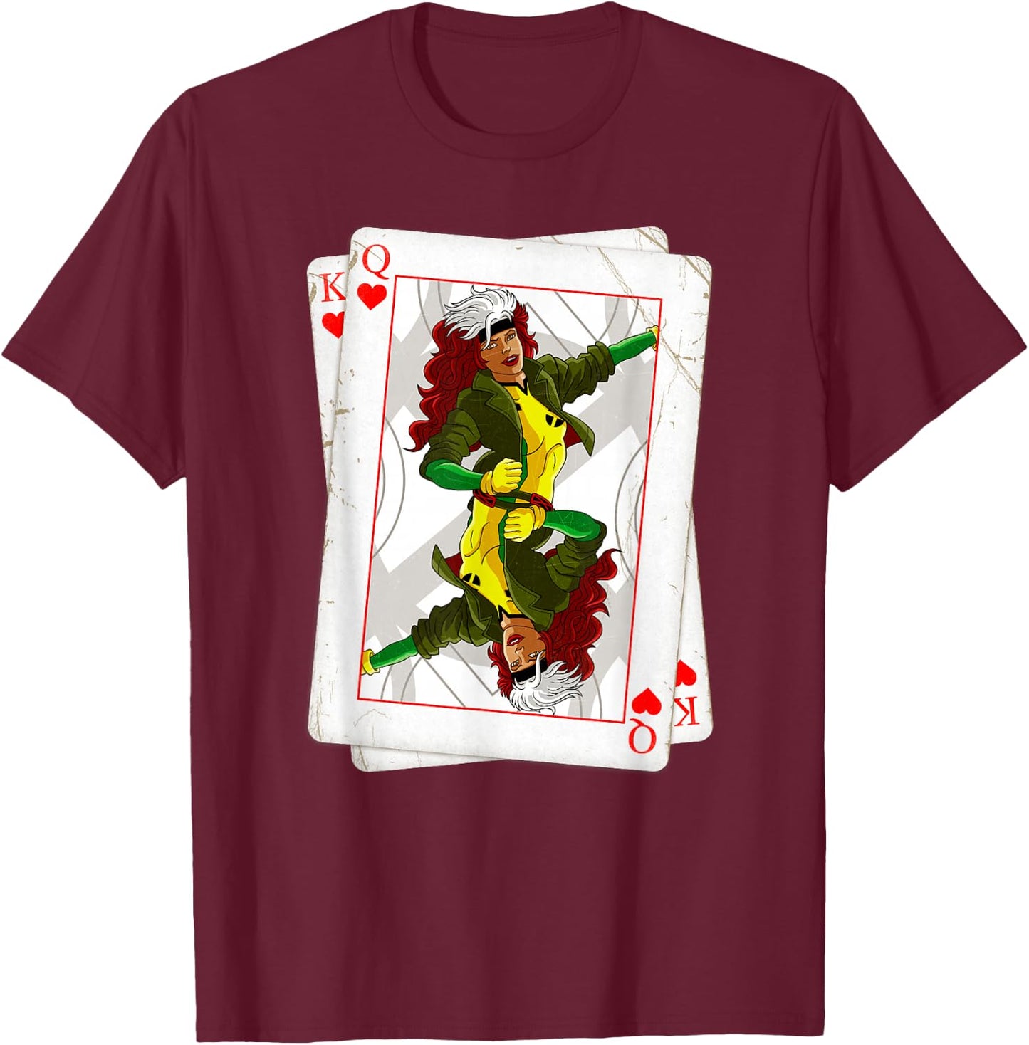 Marvel X-Men Rogue Playing Card 90s T-Shirt - T-Shirt | Maroon