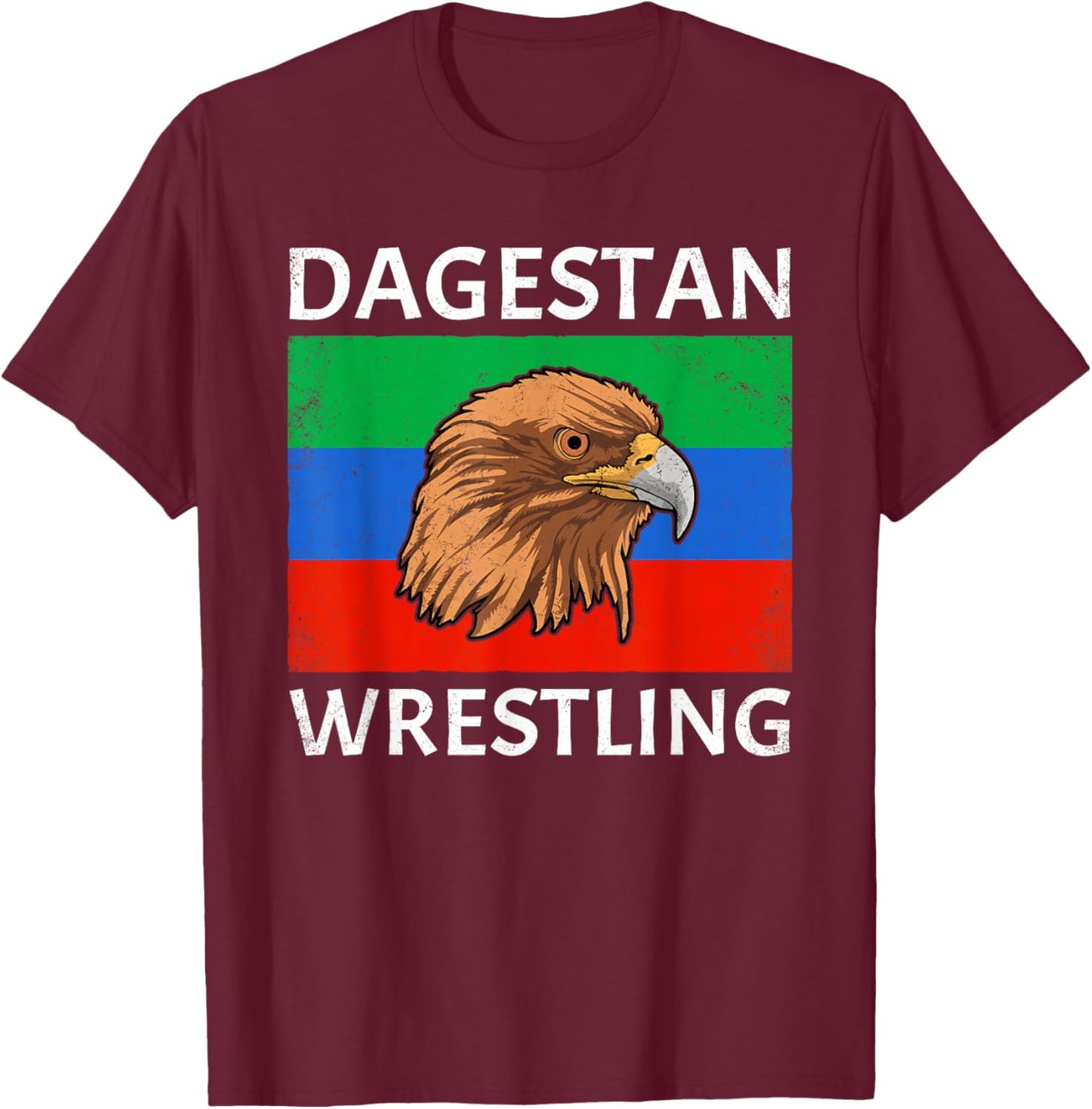 Sambo Dagestan Wrestling Eagle Dagestan Flag T-Shirt - T-Shirt | Maroon
