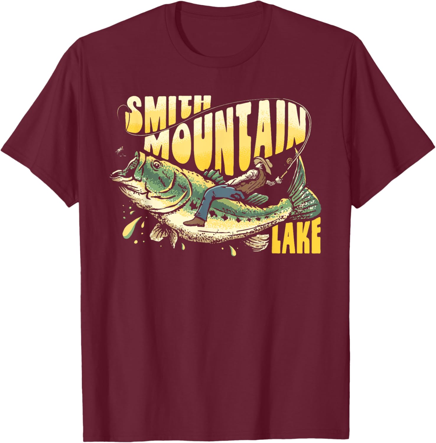 Smith Mountain Lake Virginia Striped Bass Fishing Rodeo T-Shirt - T-Shirt | Maroon