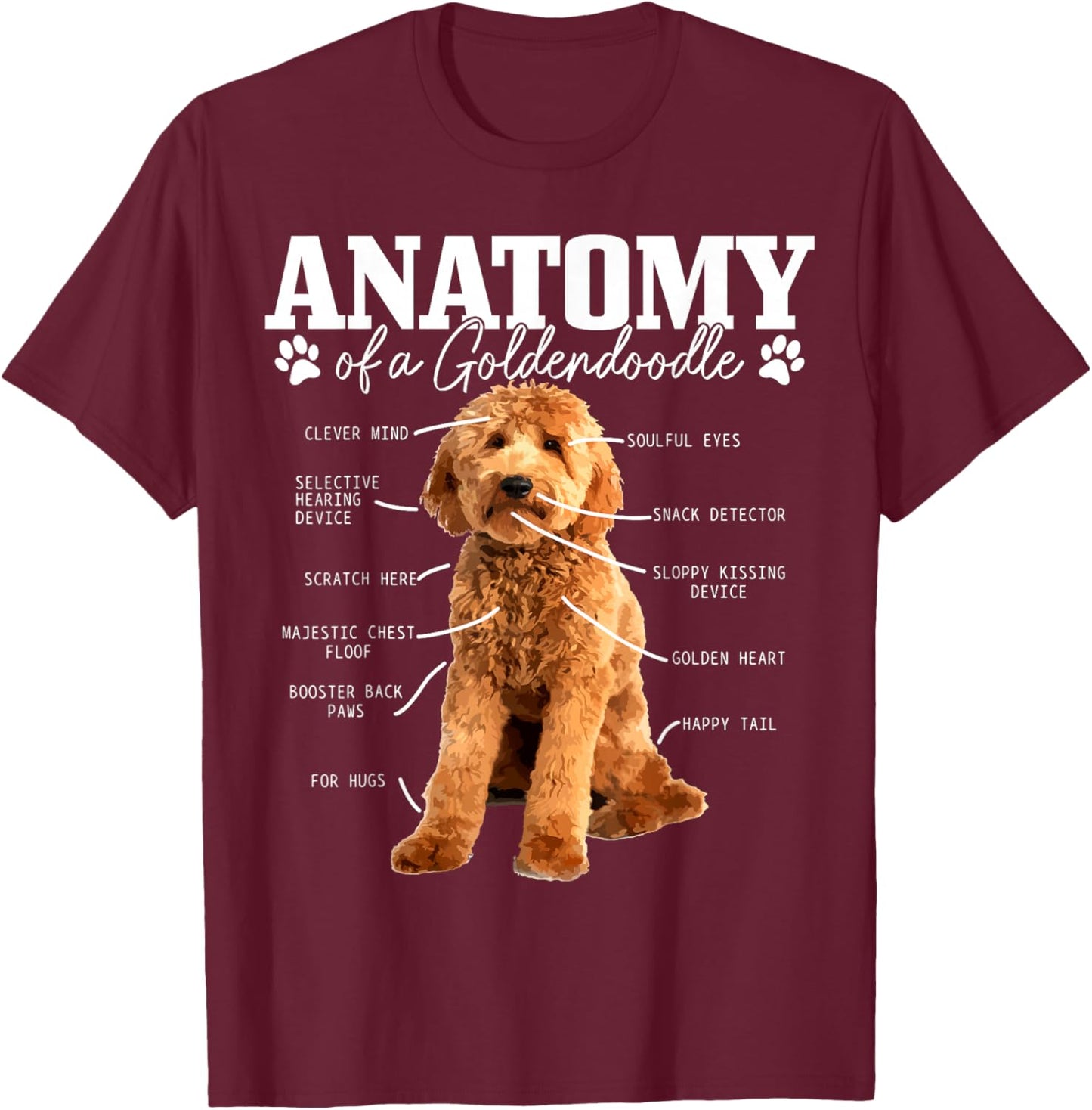 Anatomy of A Goldendoodle Funny Cute Dog Doodle Mom Dad T-Shirt - T-Shirt | Maroon