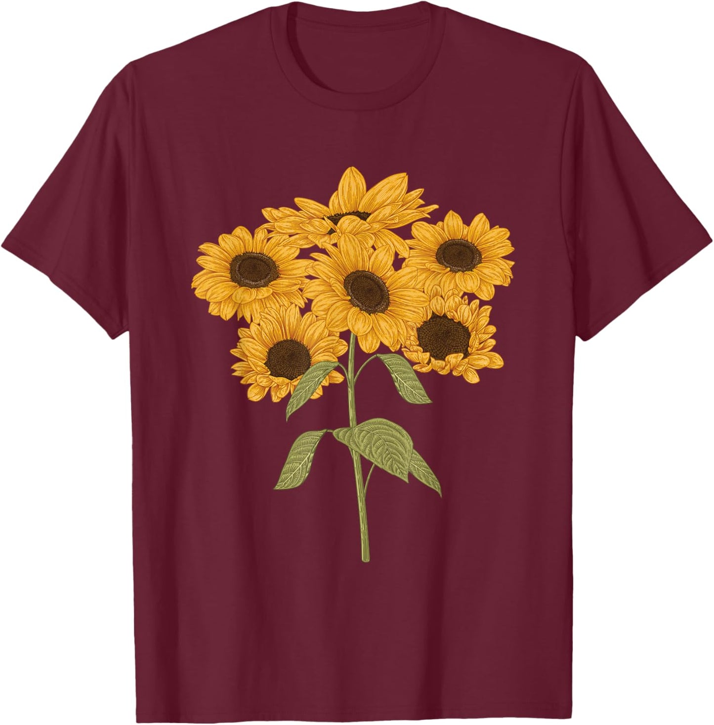 Beautiful Sunflower design for summer lovers women and kids T-Shirt - T-Shirt | Maroon