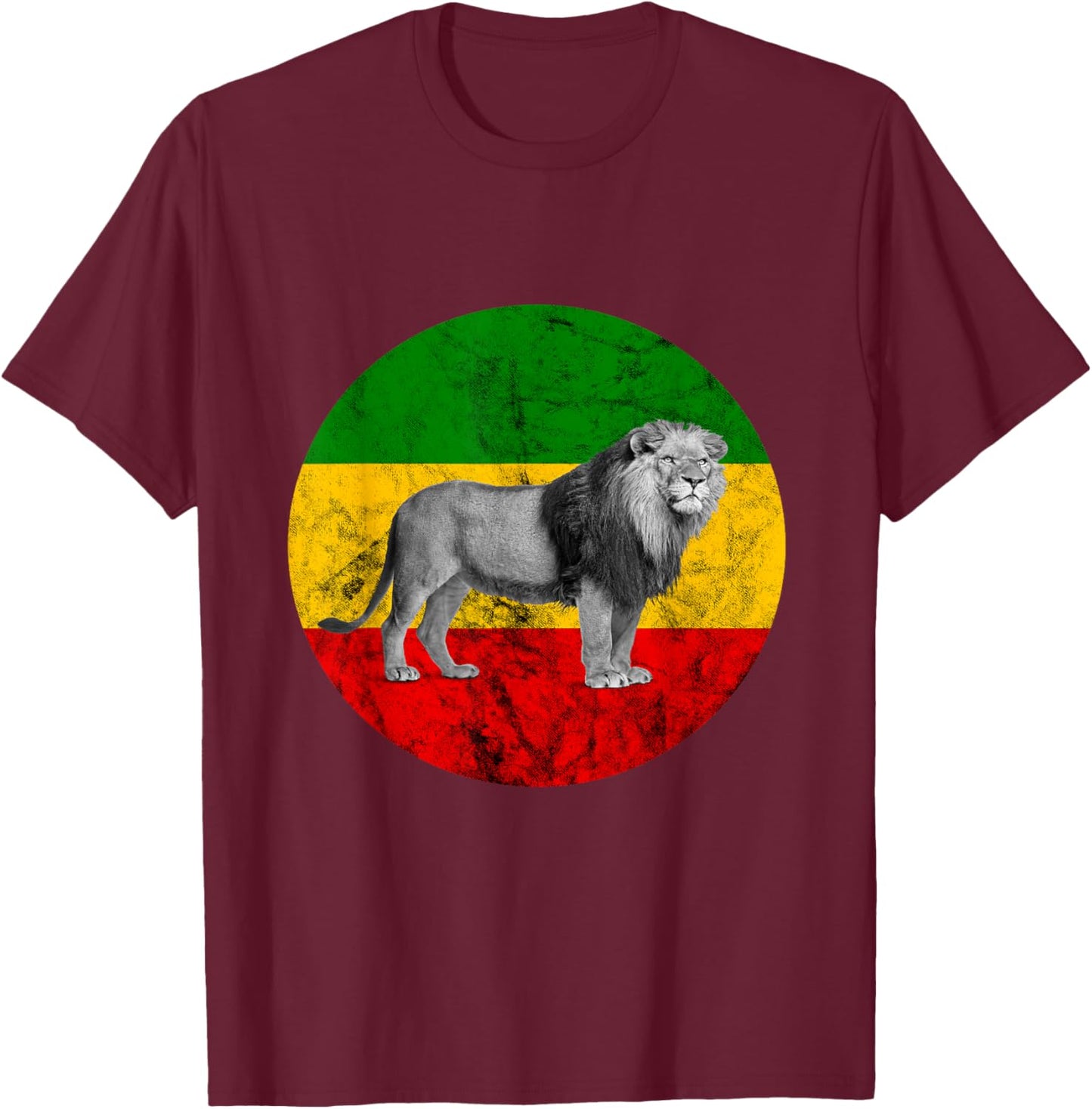 Rasta Reggae Lion Of Judah Rastafarian Lover Jamaican Pride T-Shirt - T-Shirt | Maroon