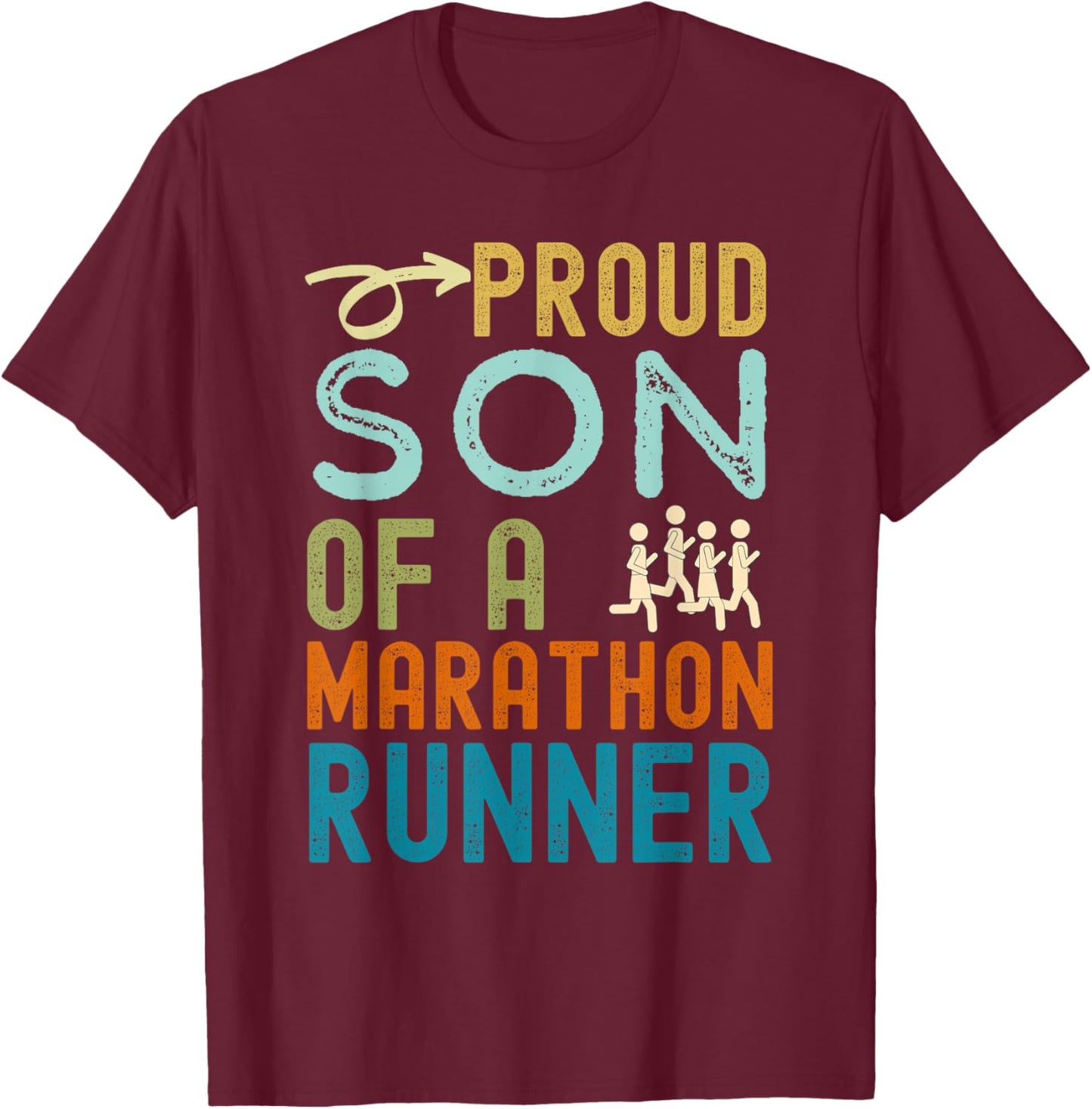 Proud son of a marathon runner retro vintage distressed T-Shirt - T-Shirt | Maroon