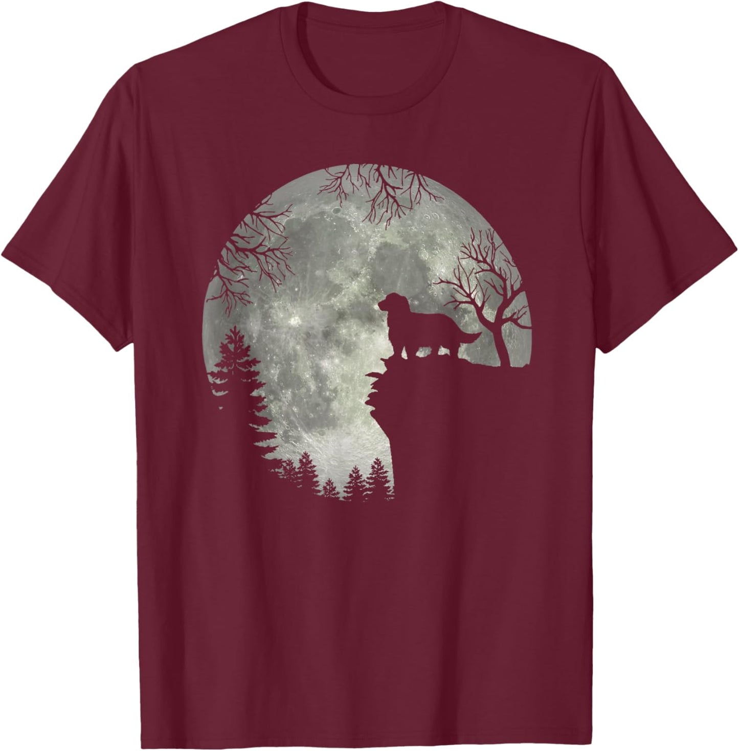 English Springer Spaniel And Moon Halloween T-Shirt - T-Shirt | Maroon
