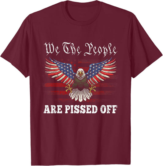 American Eagle We The People Are Pissed Off US Flag Vintage T-Shirt - T-Shirt | Maroon