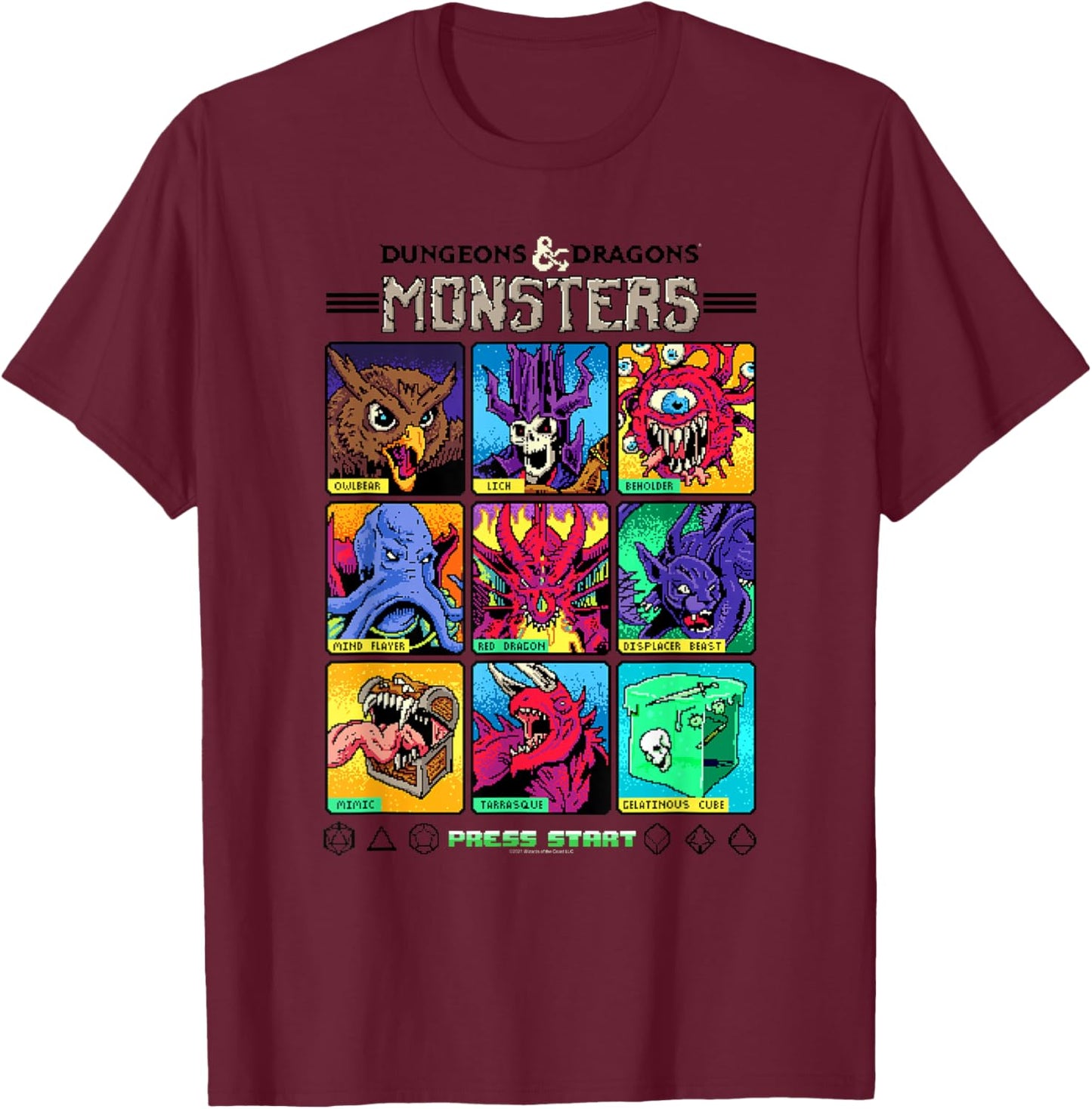Dungeons & Dragons Wizards of the Coast Monster Select Menu T-Shirt - T-Shirt | Maroon