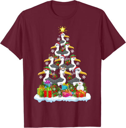 Albatross Bird Xmas Tree Lighting Santa Albatross Christmas T-Shirt - T-Shirt | Maroon