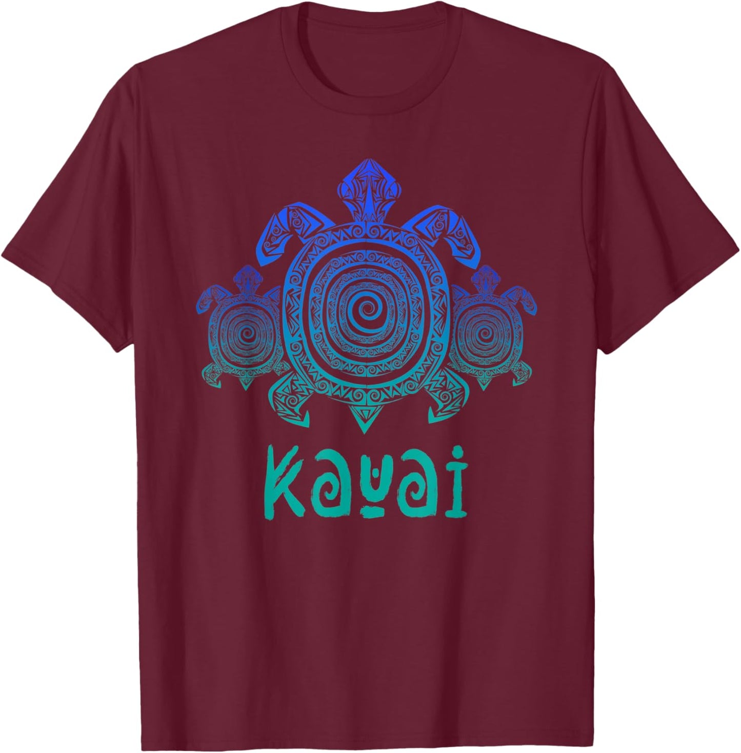 Kauai - Hawaii Sea Turtles Tribal Hawaiian Summer Vacation T-Shirt - T-Shirt | Maroon