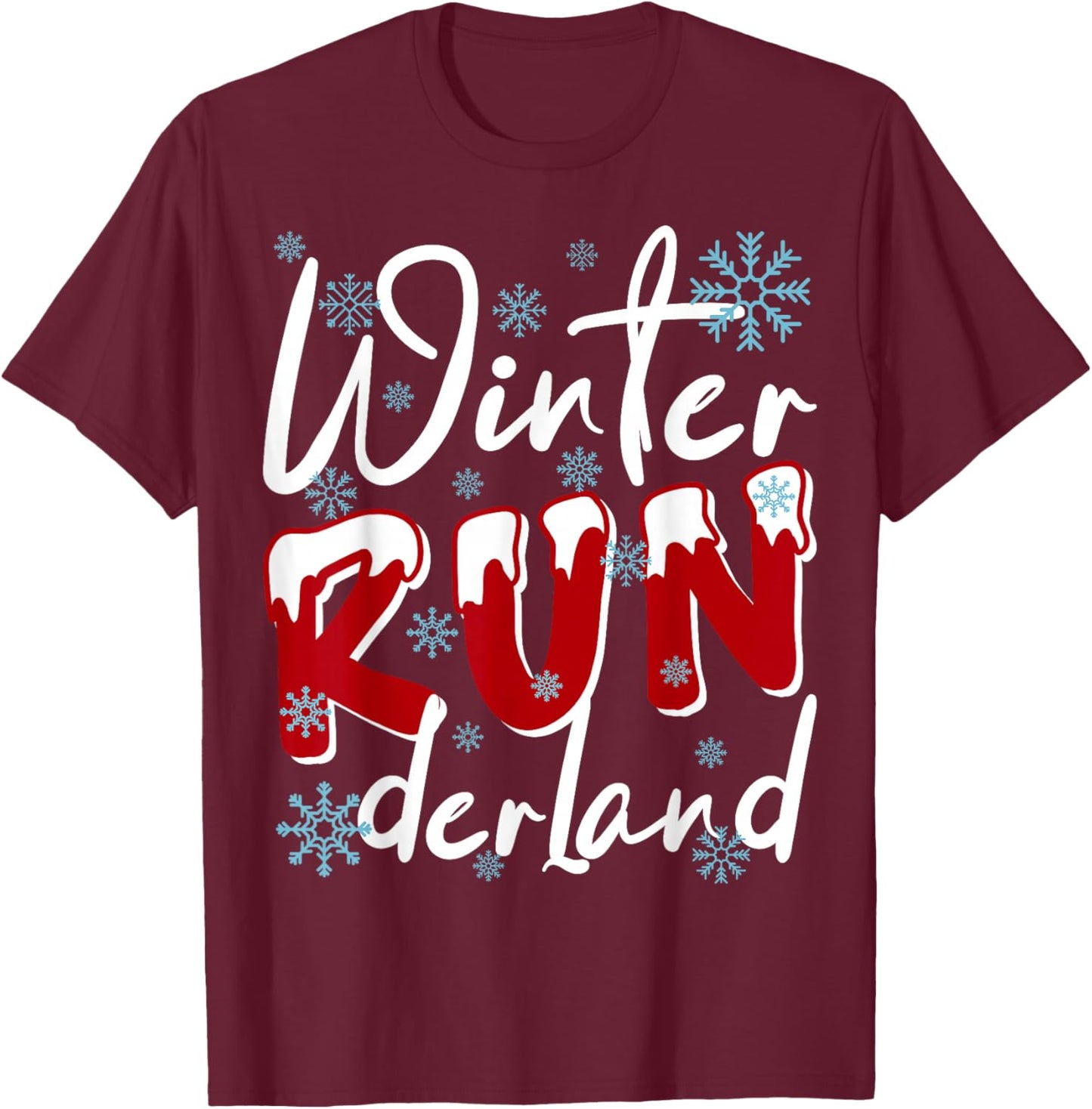 Christmas 5K Winter Run Derland Holiday Team Running Outfit T-Shirt - T-Shirt | Maroon