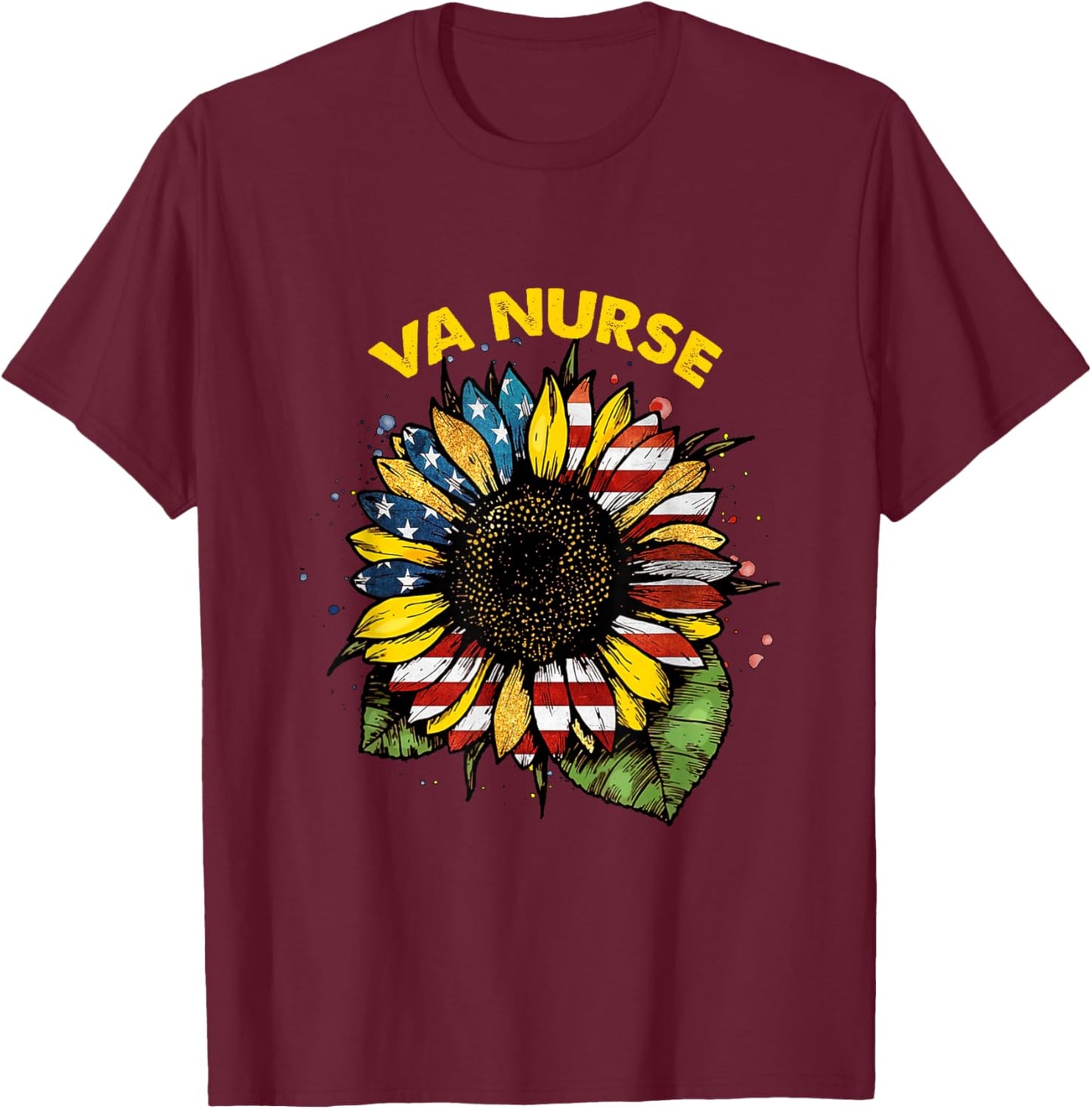 Vintage 4th of July Va Nurse Patriotic Real American Cute T-Shirt - T-Shirt | Maroon