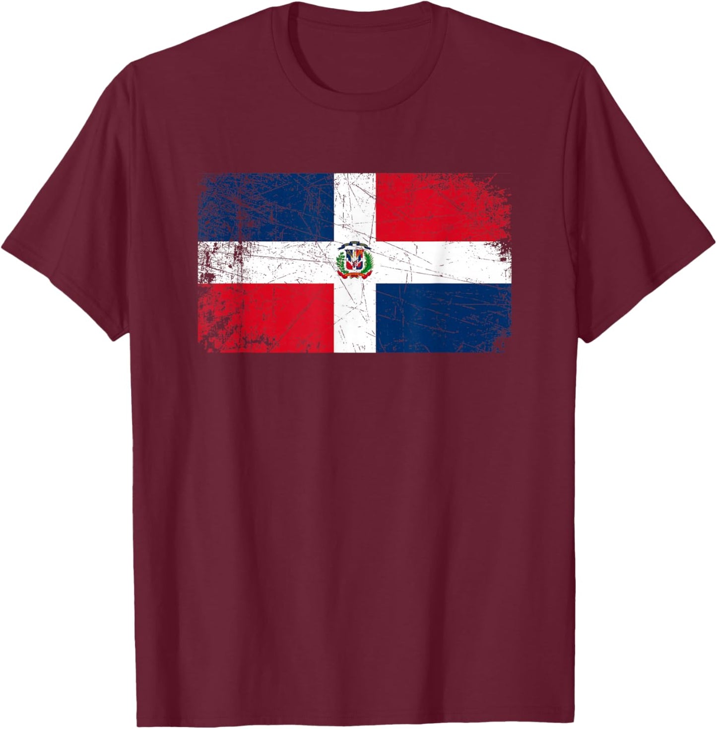 Vintage Made In DOMINICAN REPUBLIC DOMINICAN Flag Gift T-Shirt - T-Shirt | Maroon