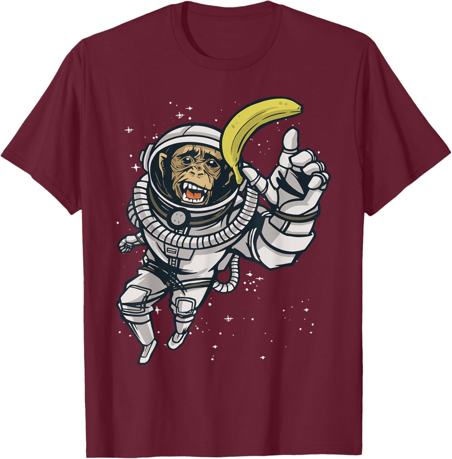 Astronaut Monkey - Space Travel T-Shirt - T-Shirt | Maroon