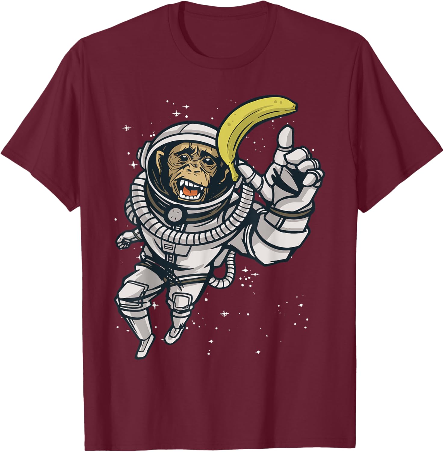 Astronaut Monkey - Space Travel T-Shirt - T-Shirt | Maroon