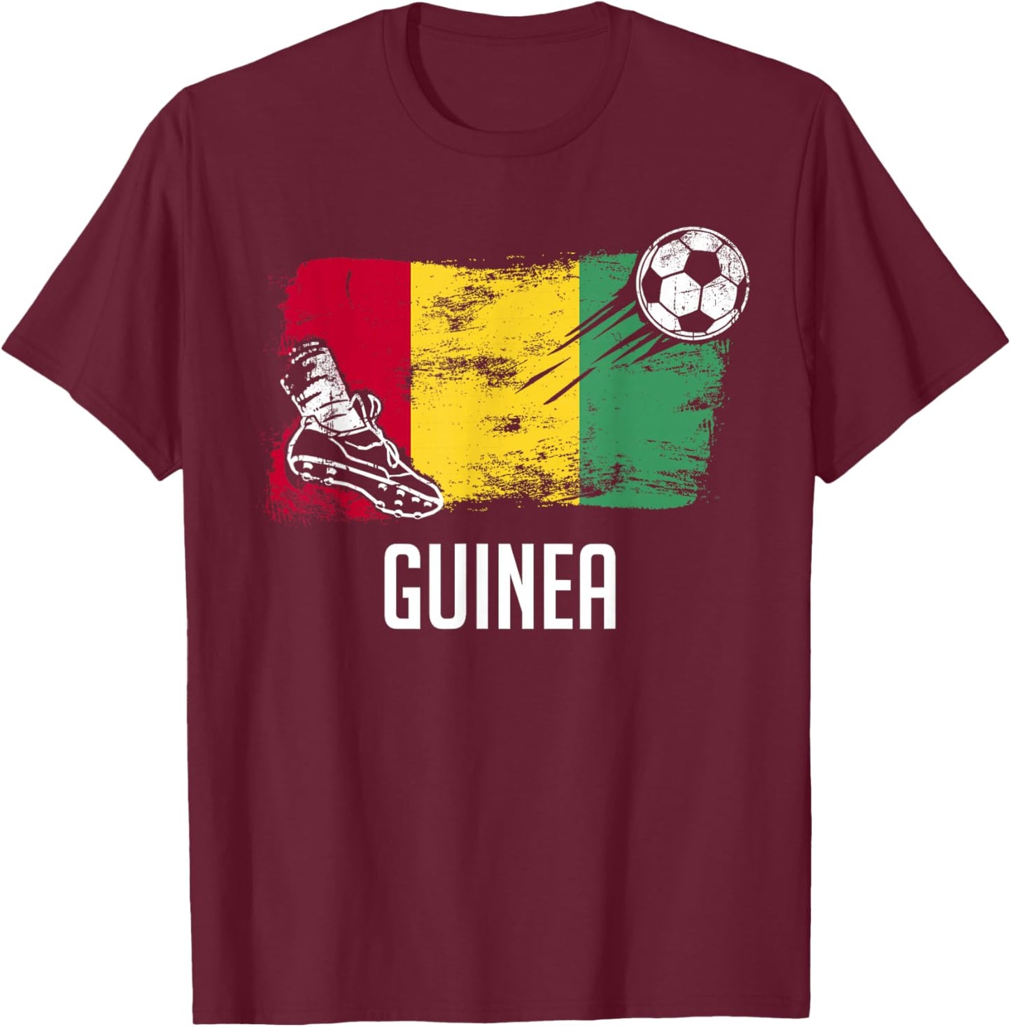 Guinea Flag Jersey Guinean Soccer Team Guinean T-Shirt - T-Shirt | Maroon