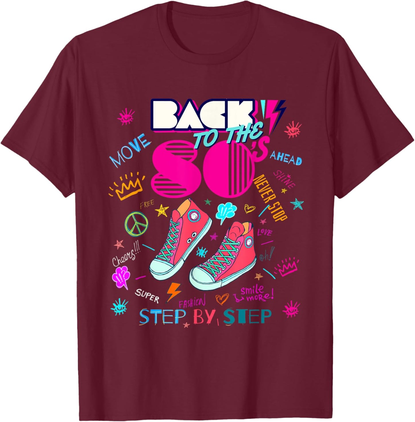 Back To 80's Vintage Retro I Love 80's Graphic Design T-Shirt - T-Shirt | Maroon