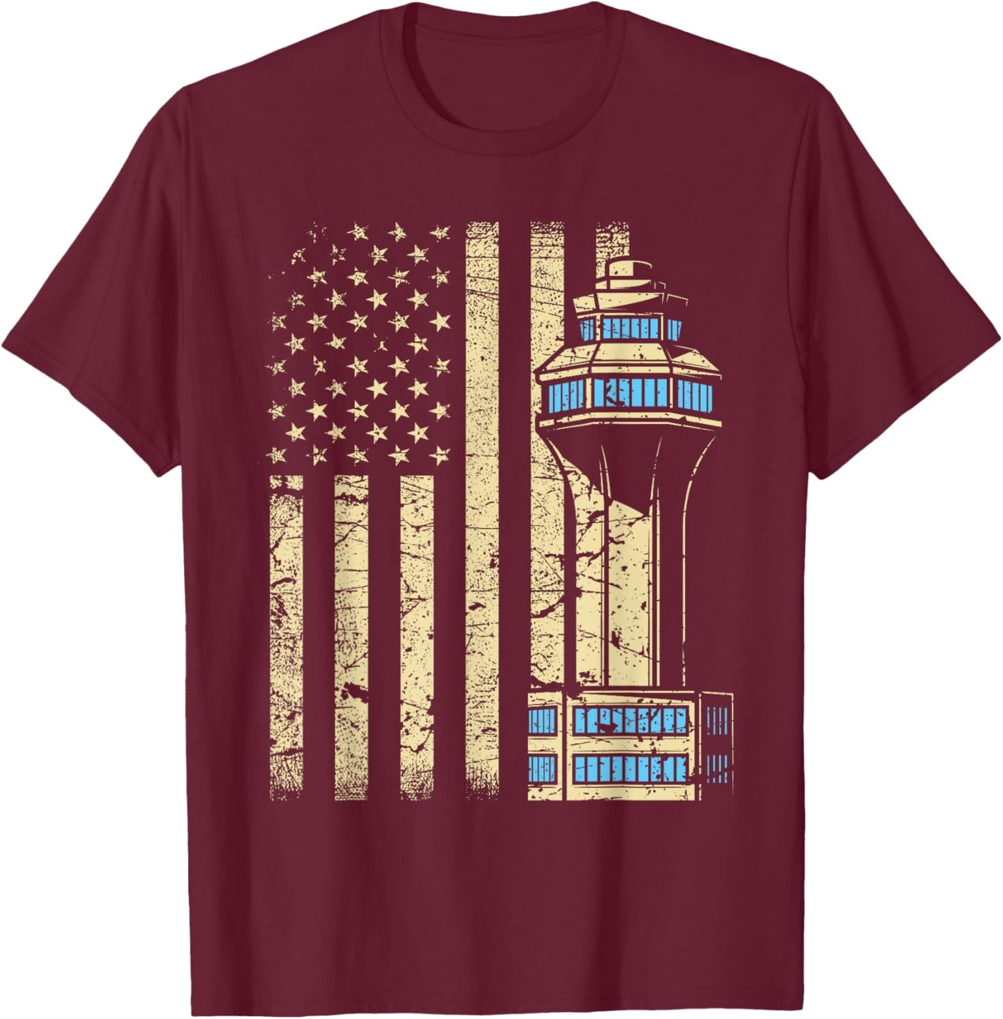 Air Traffic Controller Tower - Aircraft Airspace ATC T-Shirt - T-Shirt | Maroon