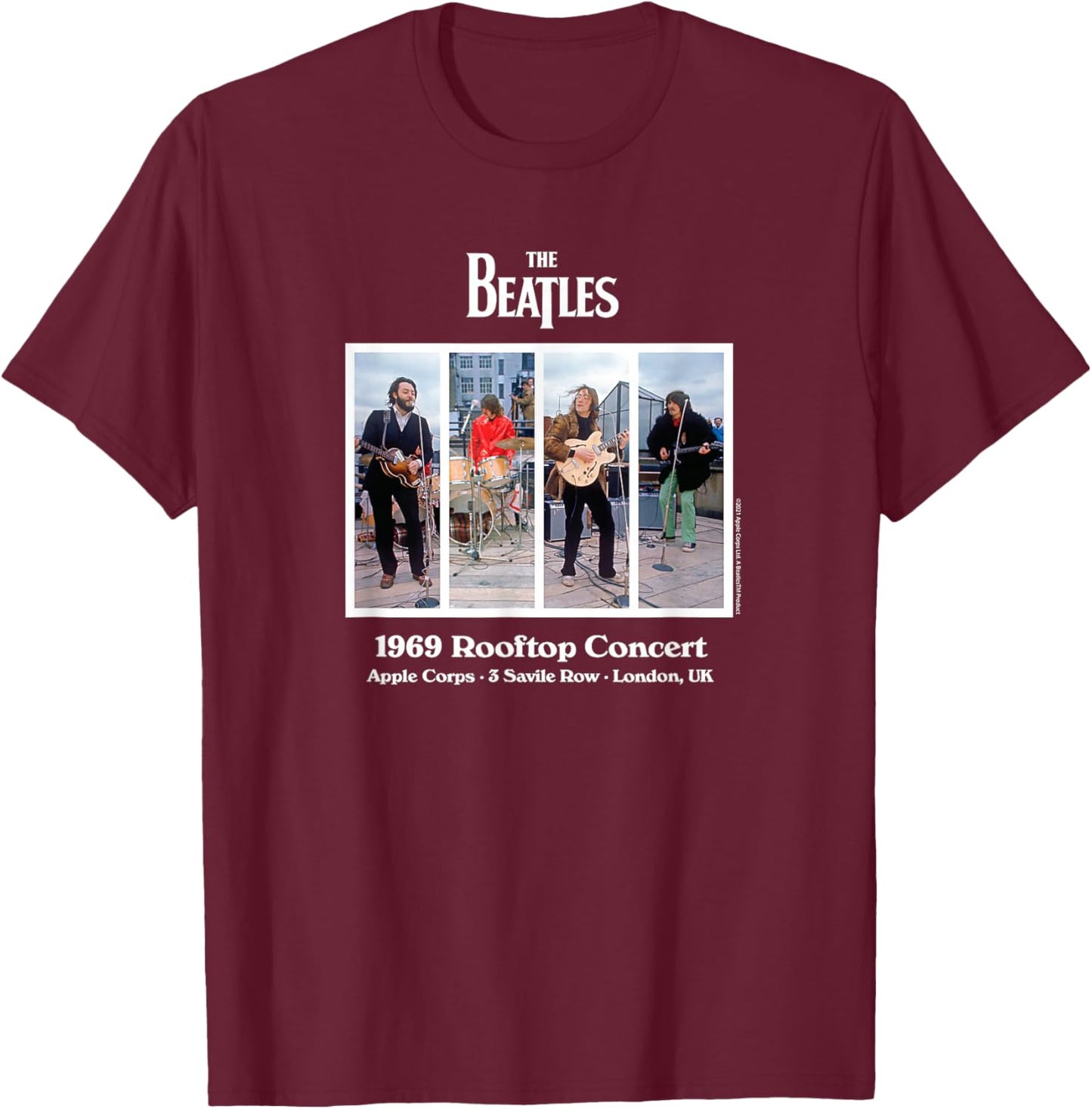 The Beatles - Rooftop Concert 1969 T-Shirt - T-Shirt | Maroon
