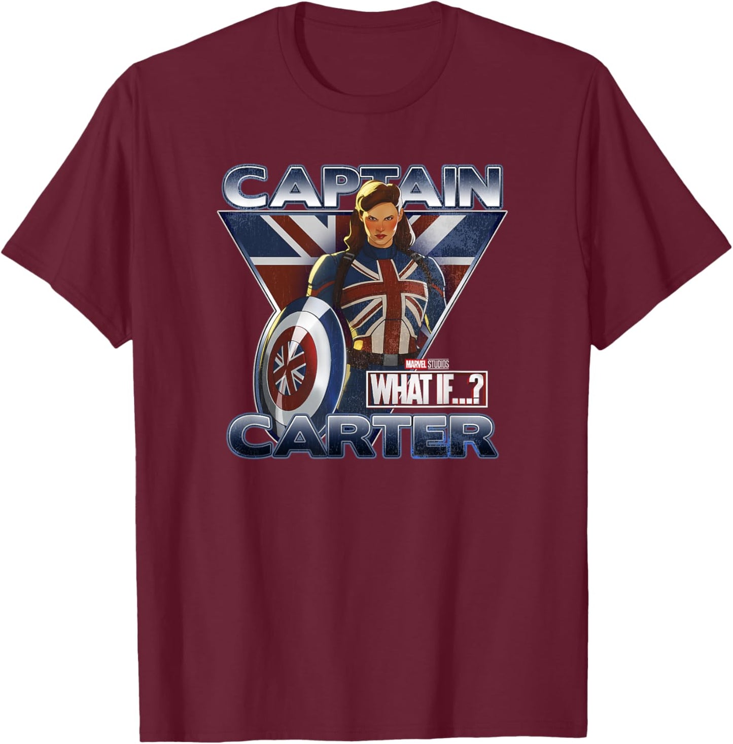 Marvel What If Captain Carter British Poster T-Shirt - T-Shirt | Maroon