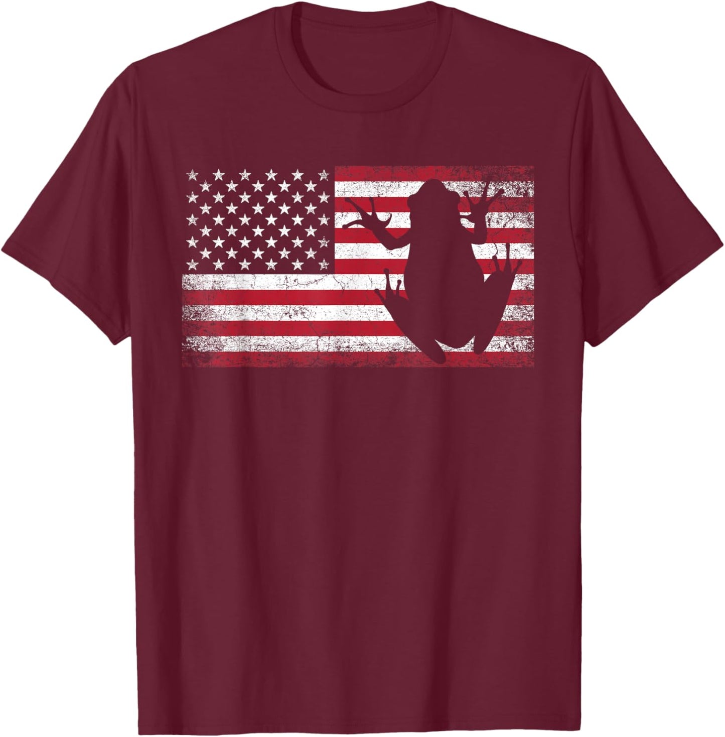 Frog Toad 4th of July Gift American Flag USA - America T-Shirt - T-Shirt | Maroon