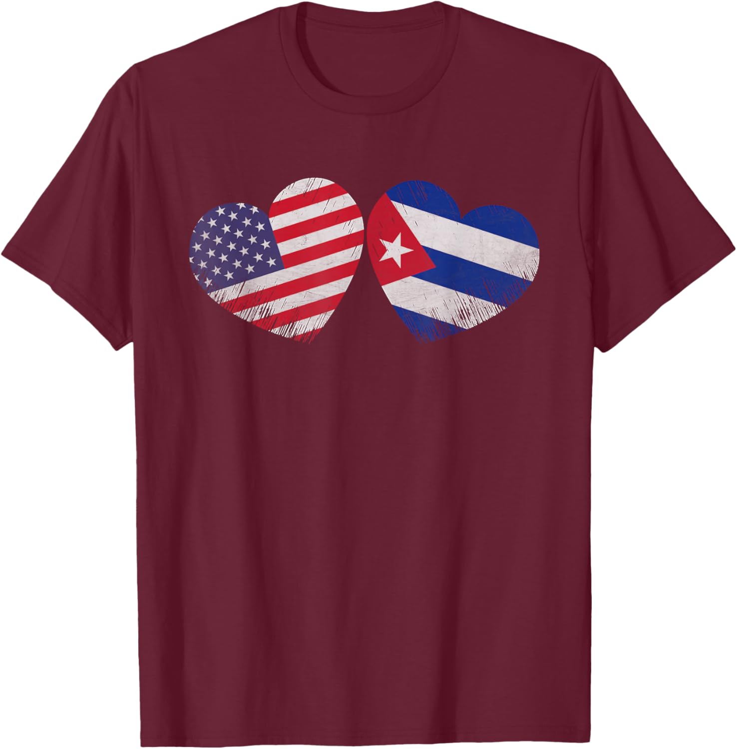Heart Cuban American Flag Patriotic Family Heritage T-Shirt - T-Shirt | Maroon