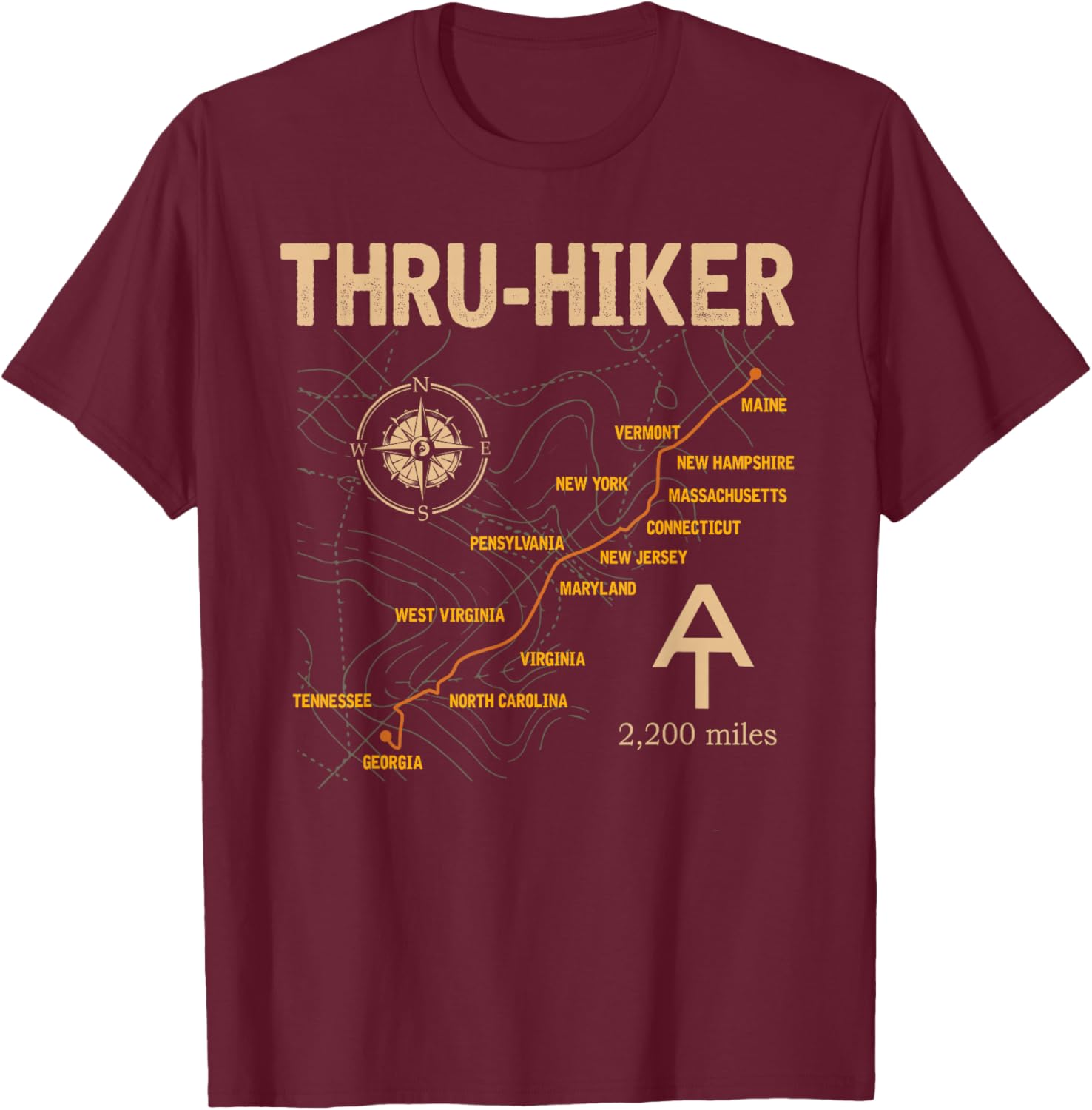Thruh Hiker, Appalachian Trail Hiking T-Shirt - T-Shirt | Maroon