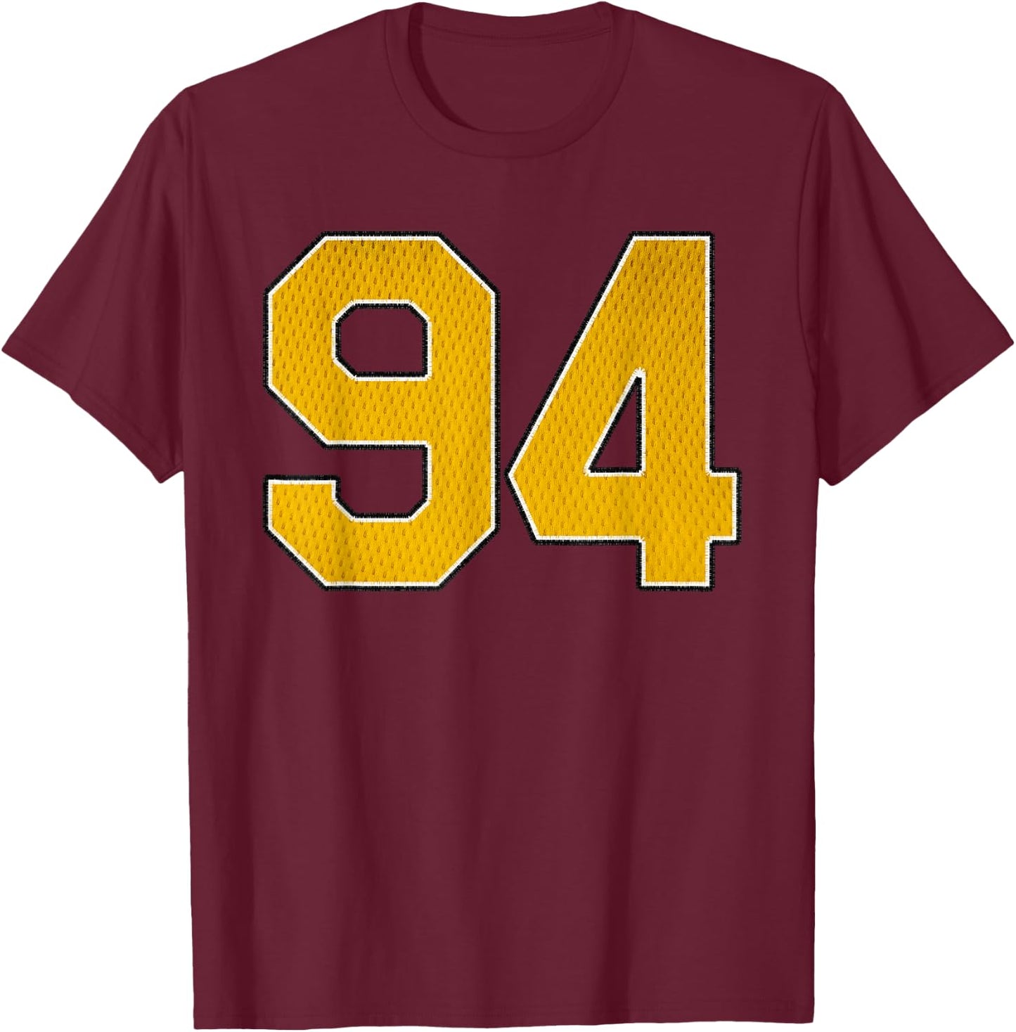 Gold Number 94 Athlete Sports Jersey Supporter Fanwear T-Shirt - T-Shirt | Maroon