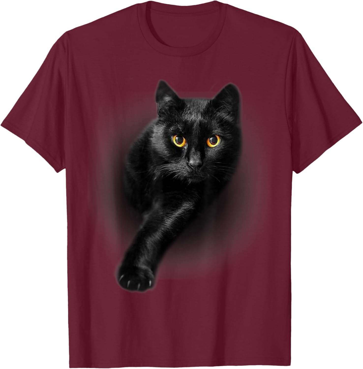 Black Cat Yellow Eyes Cats Shirt Gifts T-Shirt - T-Shirt | Maroon