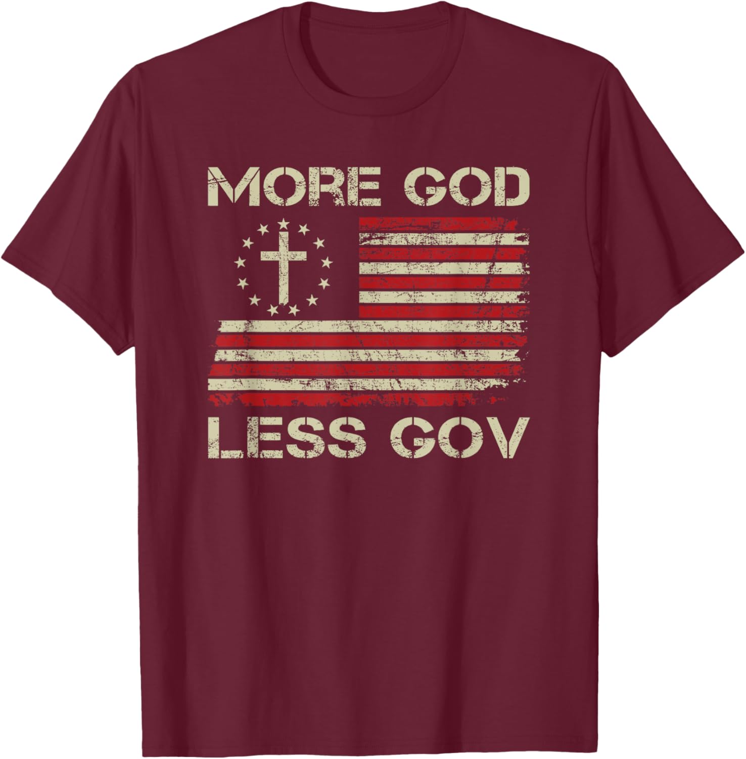 More God Less Gov - Patriotic Christian USA Anti Government T-Shirt - T-Shirt | Maroon